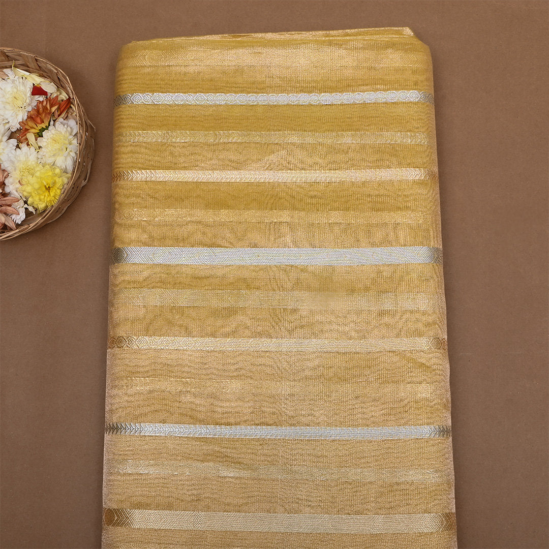Golden Yellow Zari Woven Tissue Fabric
