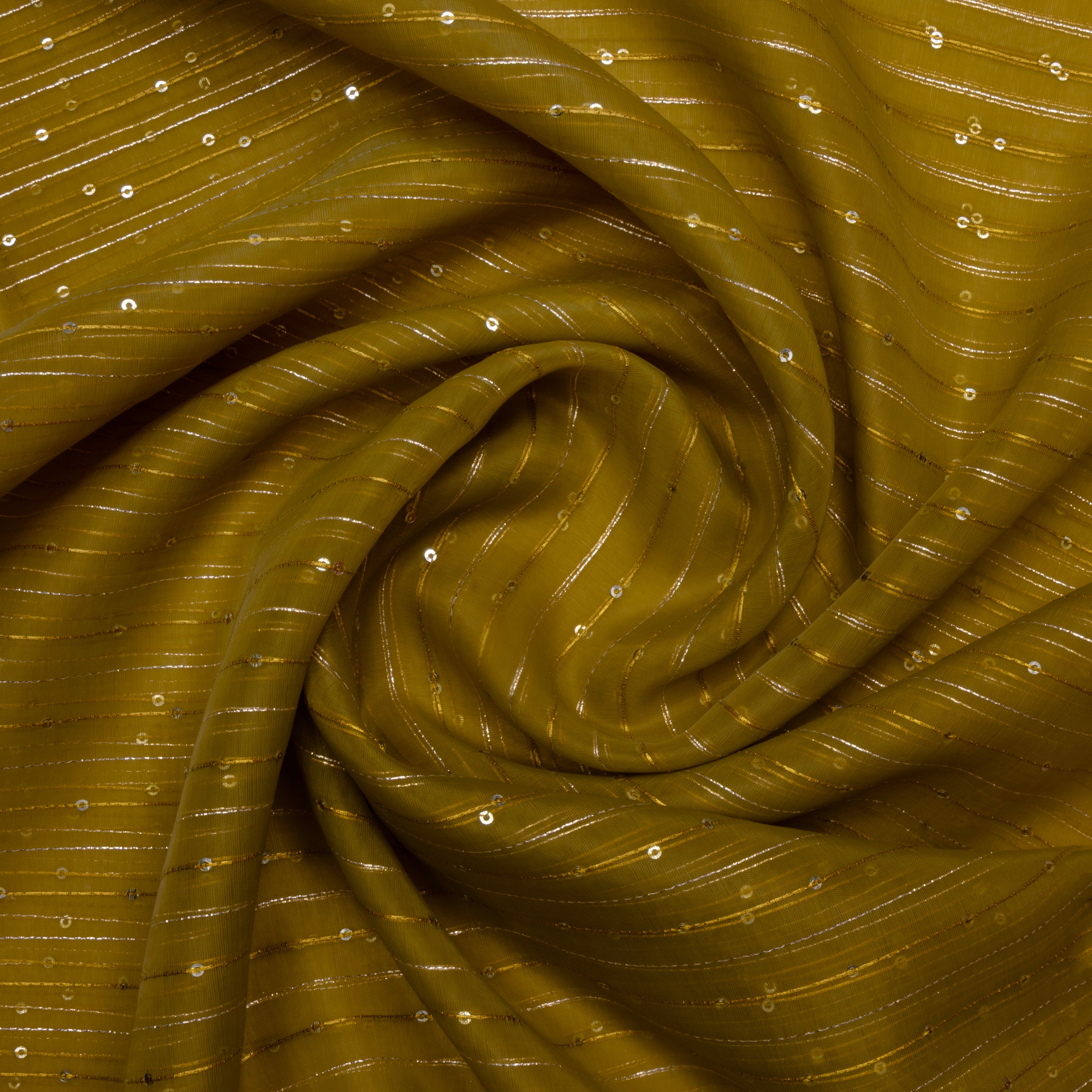 Mehendi Green Embroidered Organza Fabric