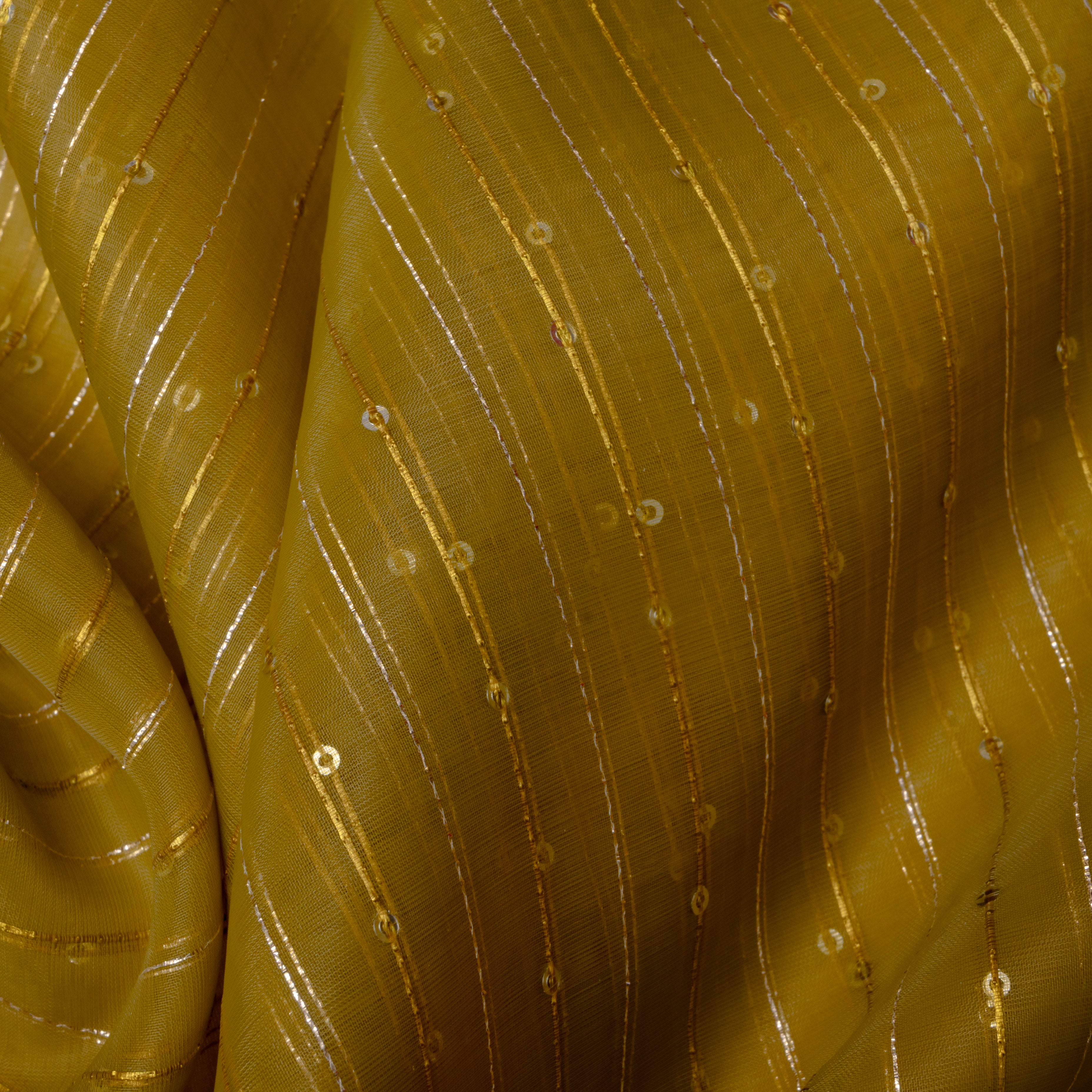 Mehendi Green Embroidered Organza Fabric