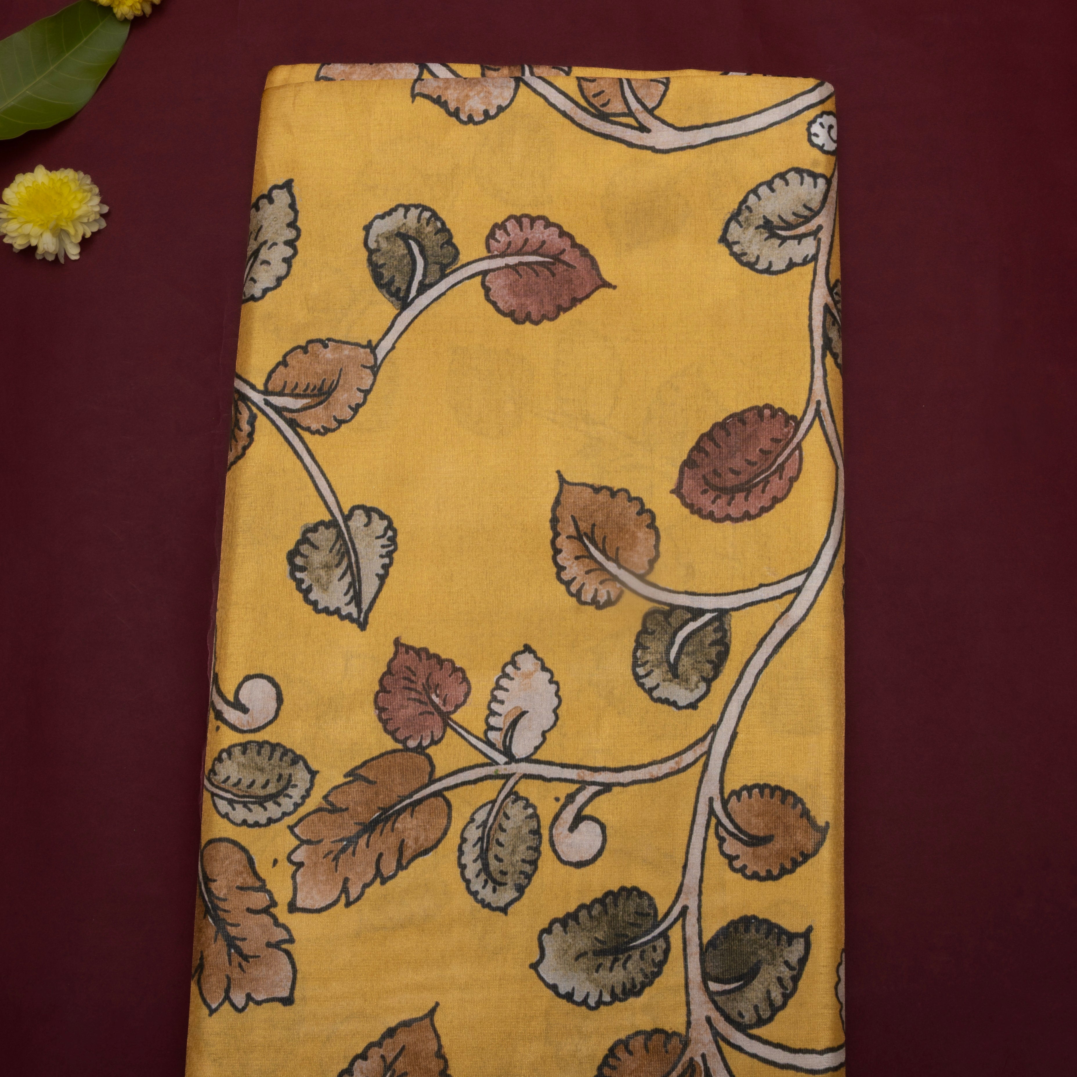 Muted Yellow Printed Tissue Fabric