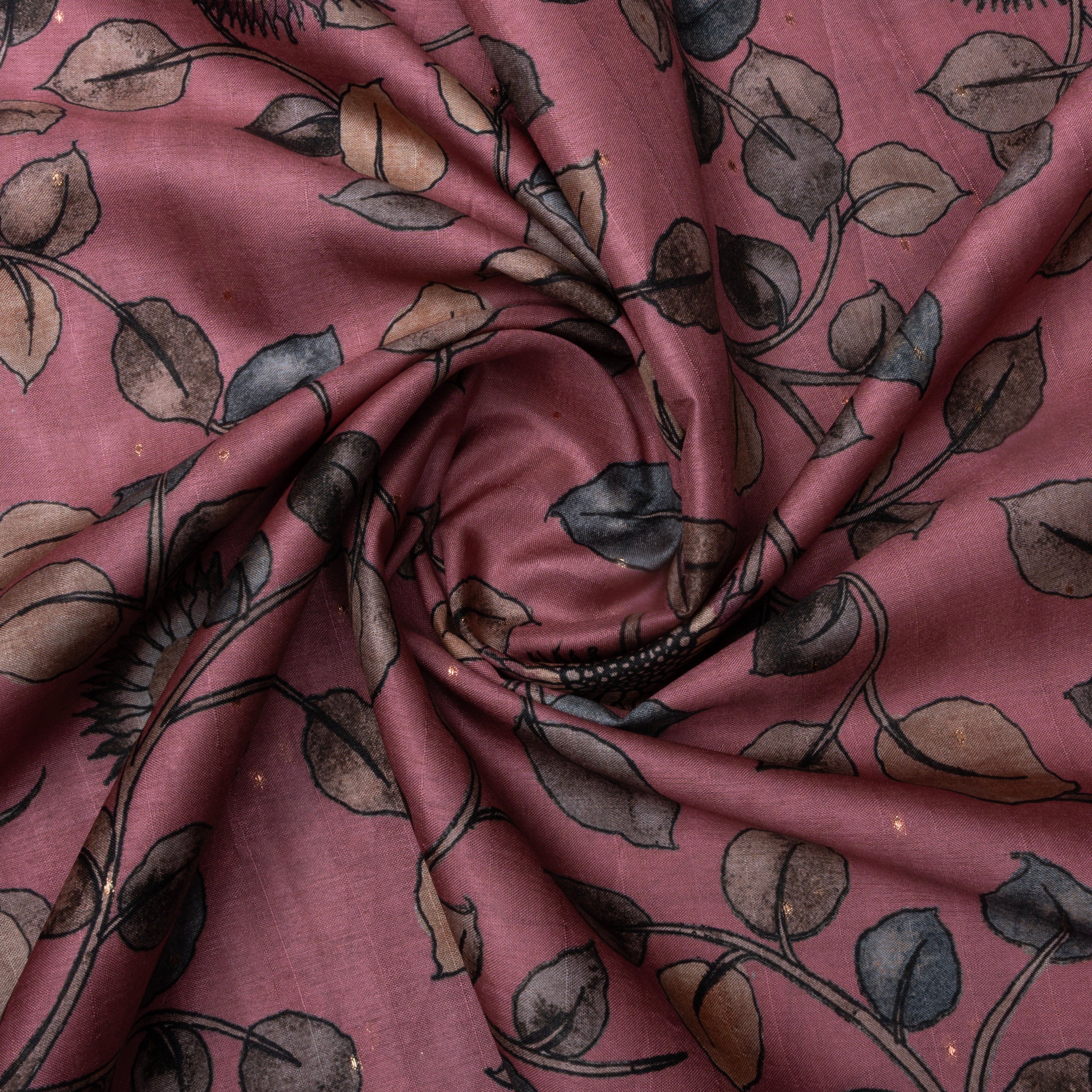 Baby Pink Digital Printed Tussar Fabric