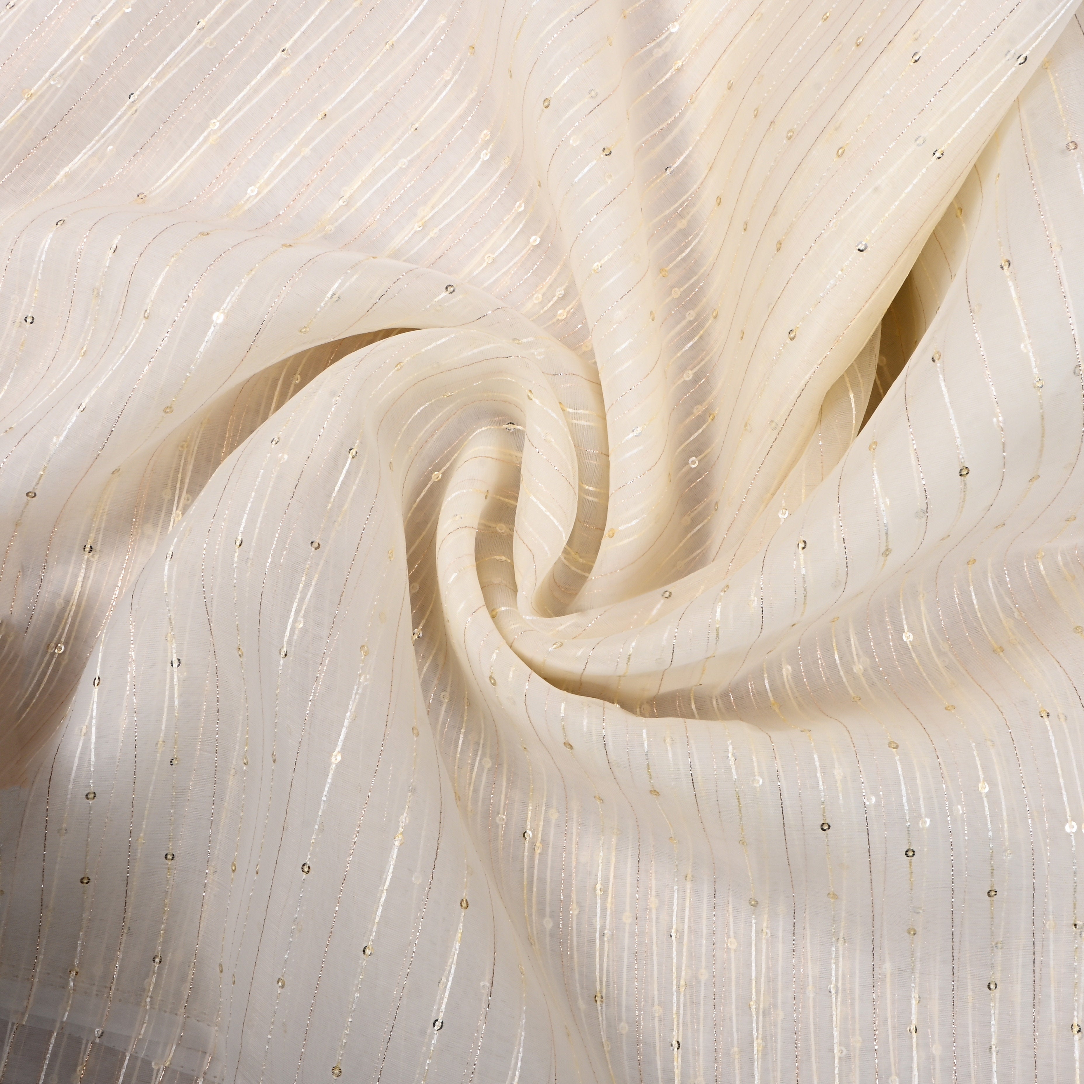 White Embroidered Organza Fabric