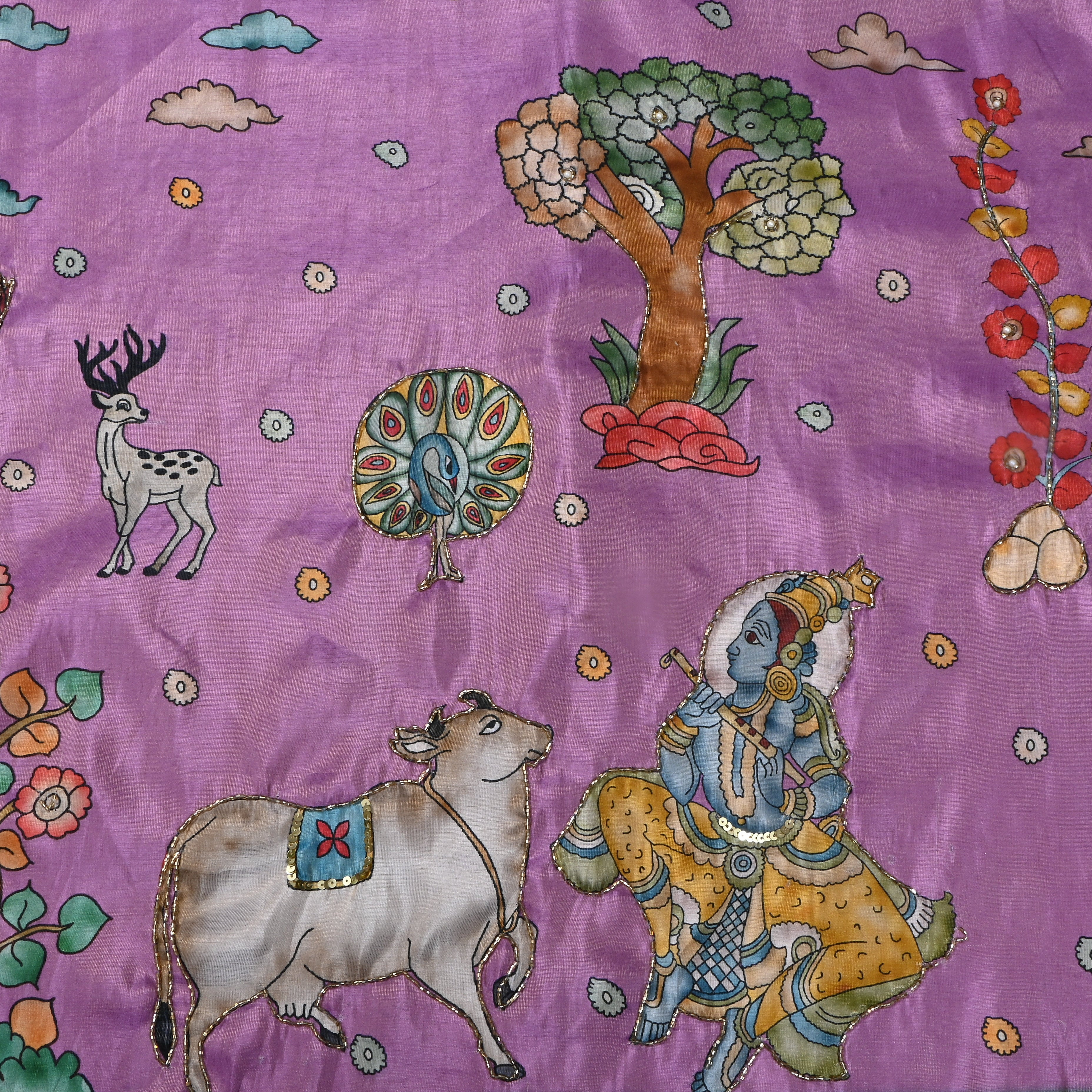 Lilac Pink Printed Tissue Fabric