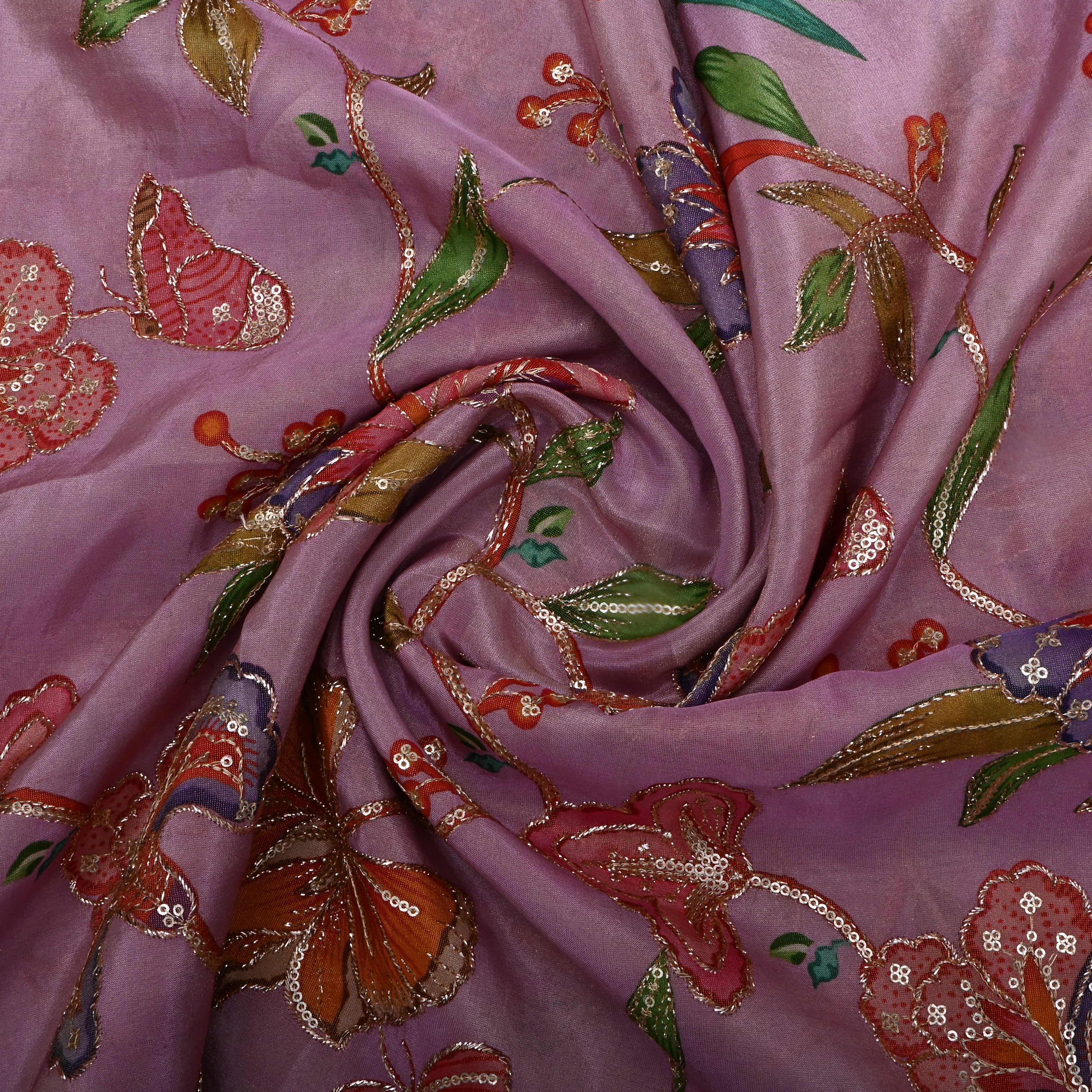 Charm Pink Floral Printed Tissue Fabric