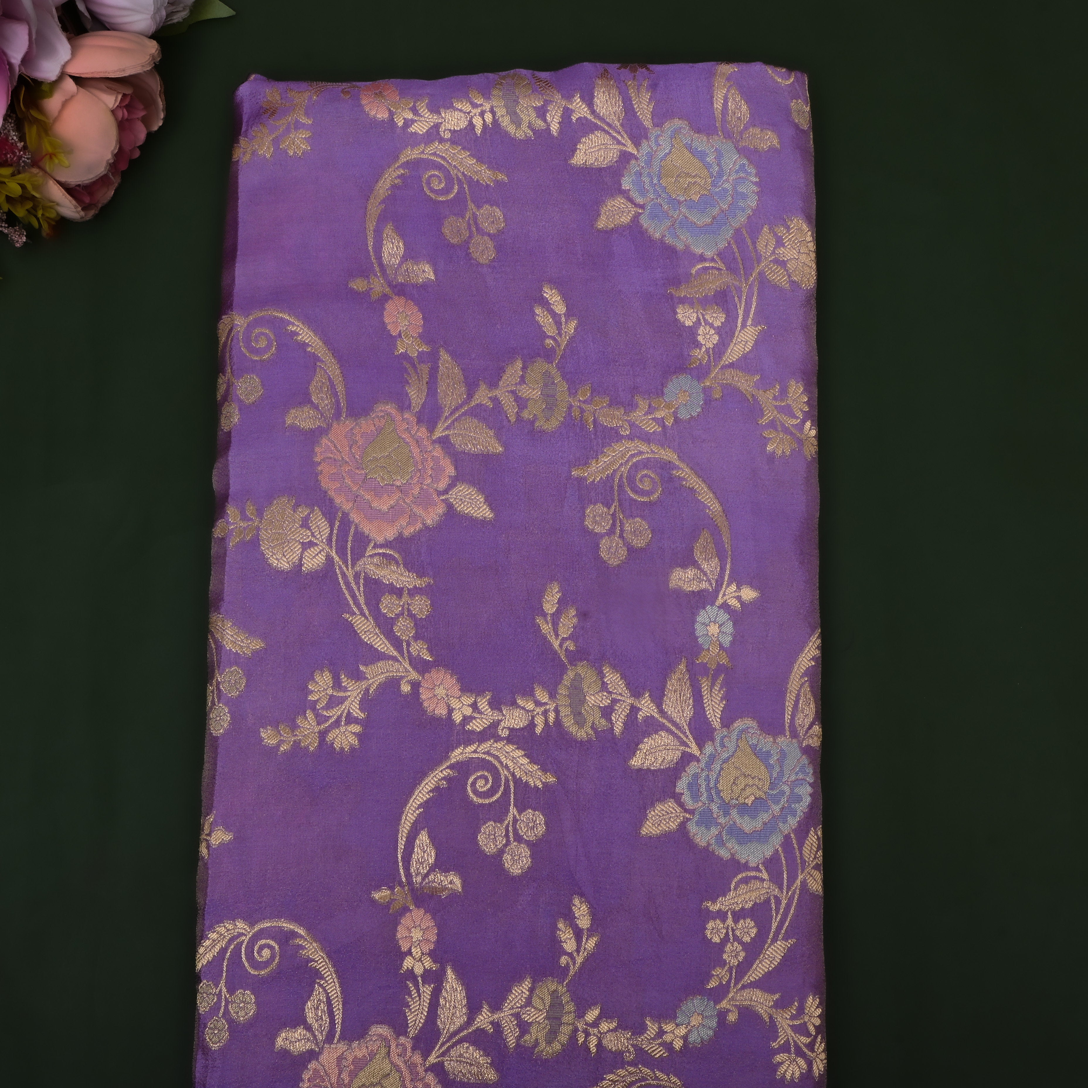 Grape Purple Zari Weave Tissue Fabric