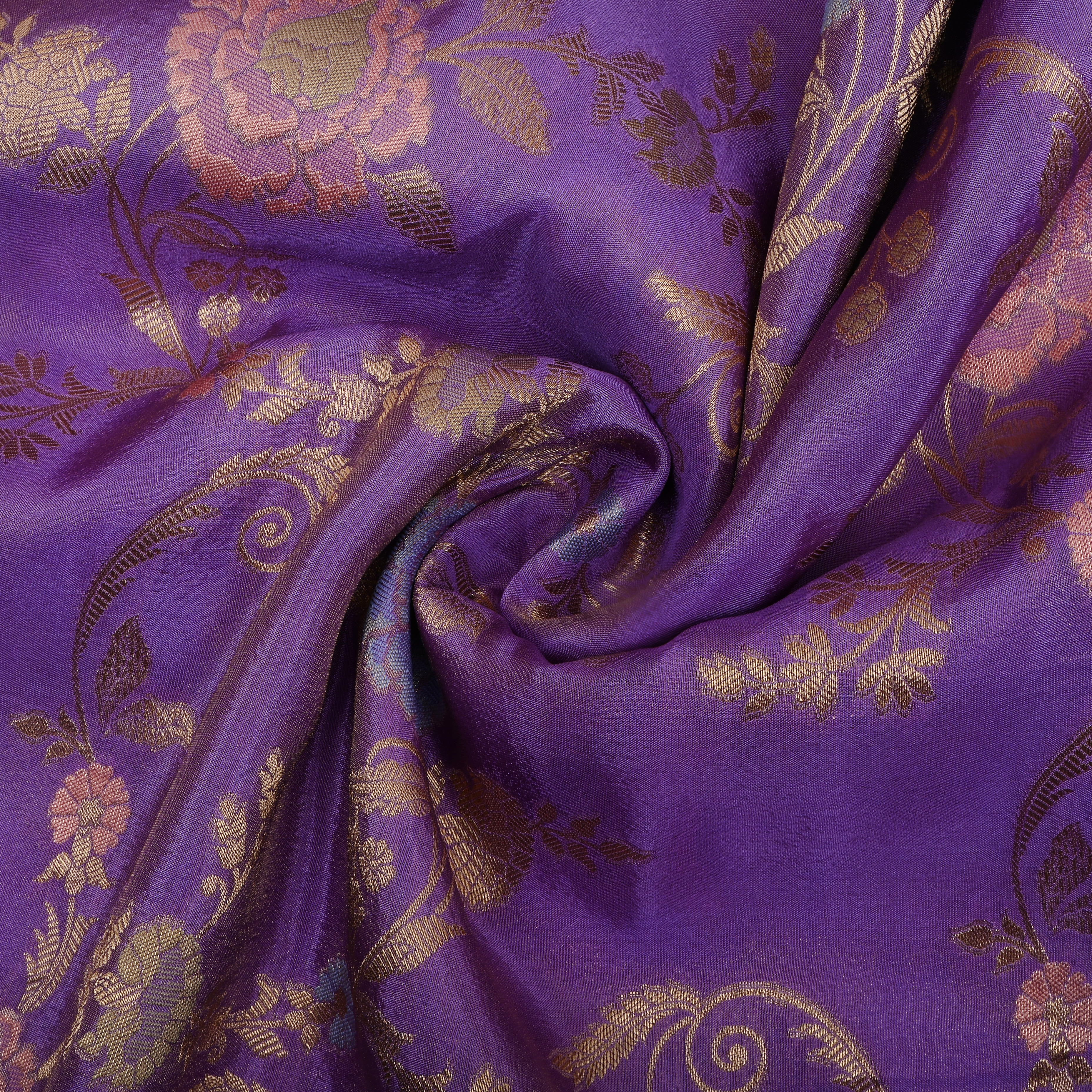 Grape Purple Zari Weave Tissue Fabric