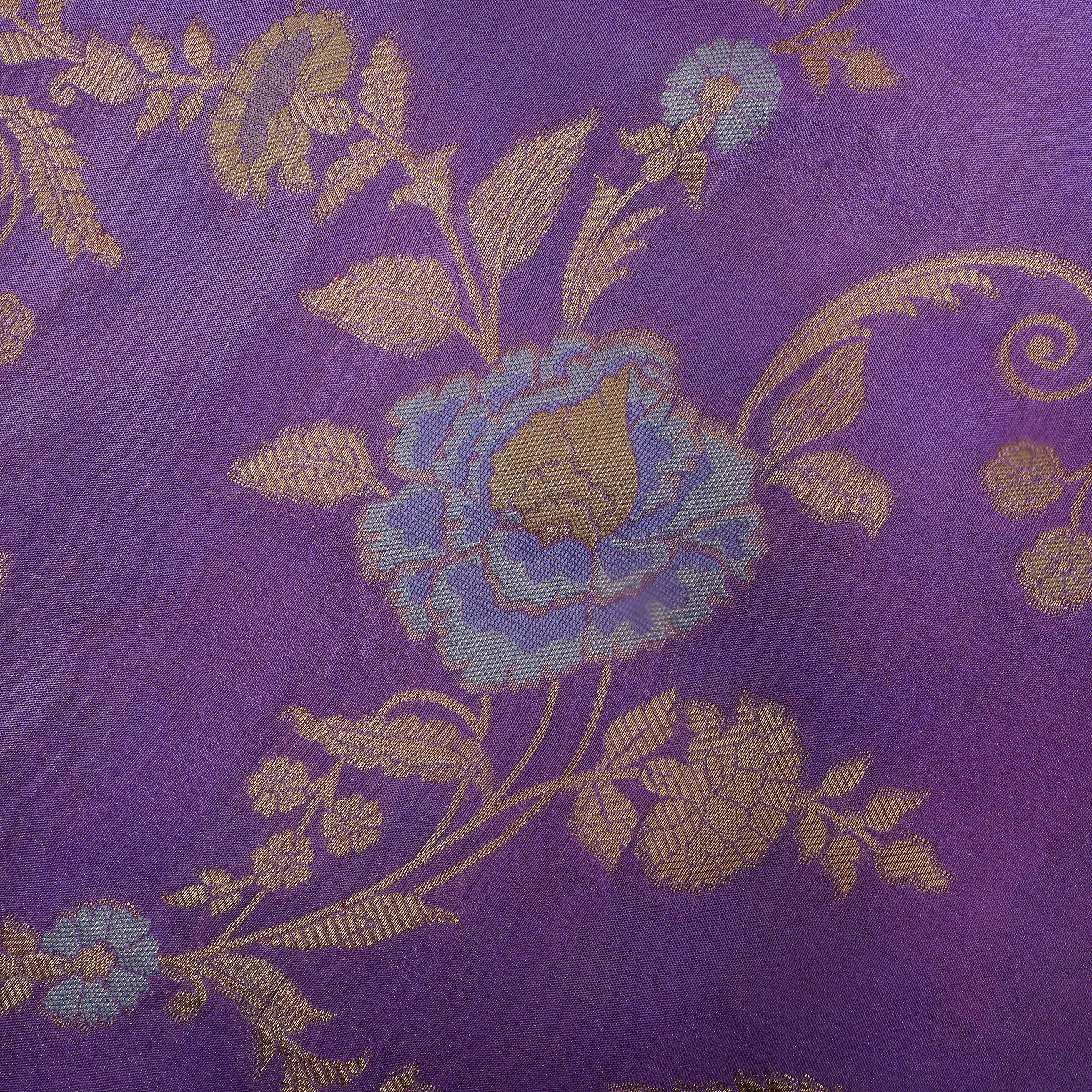 Grape Purple Zari Weave Tissue Fabric