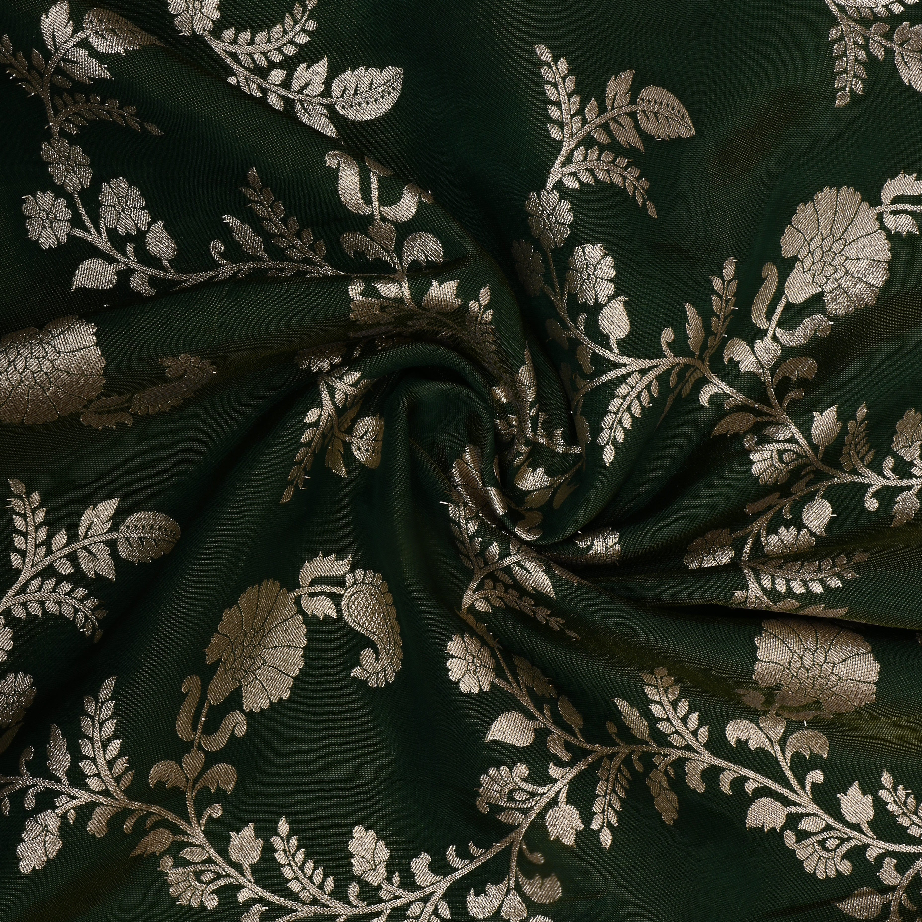 Vibrant Bottle Green Zari Woven Tissue Fabric