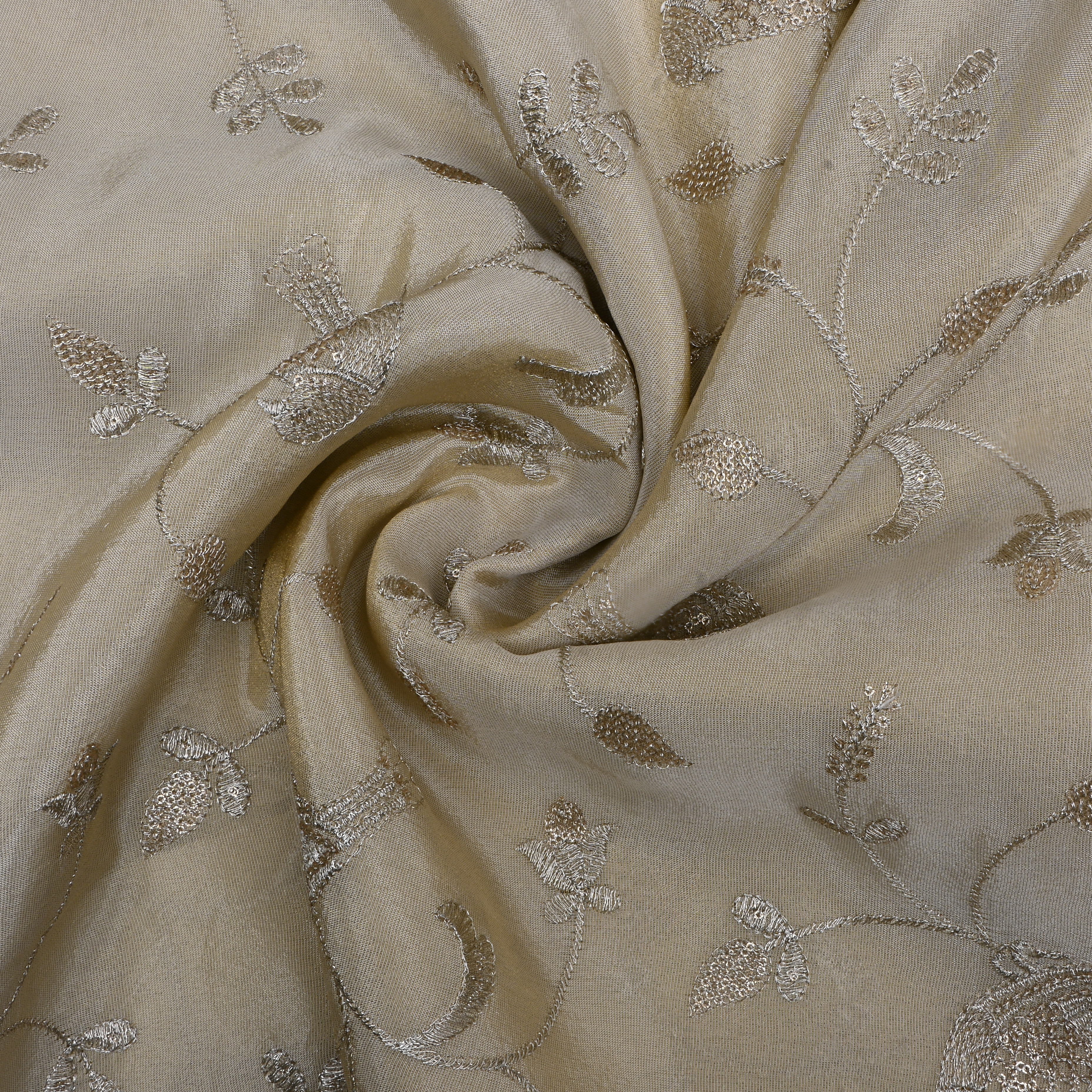 Off-White Embroidered Tissue Fabric