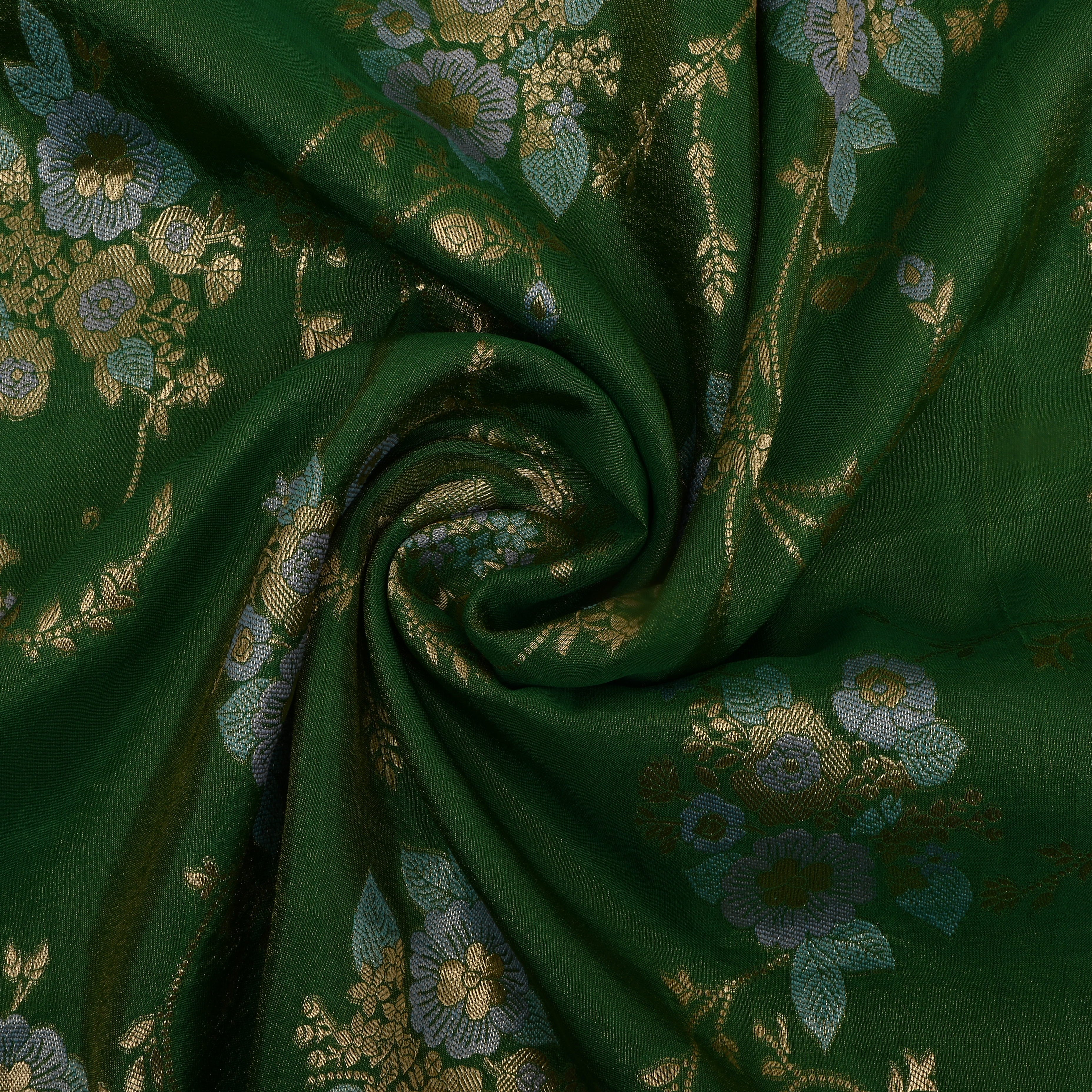 Grass Green Zari Weave Tissue Fabric