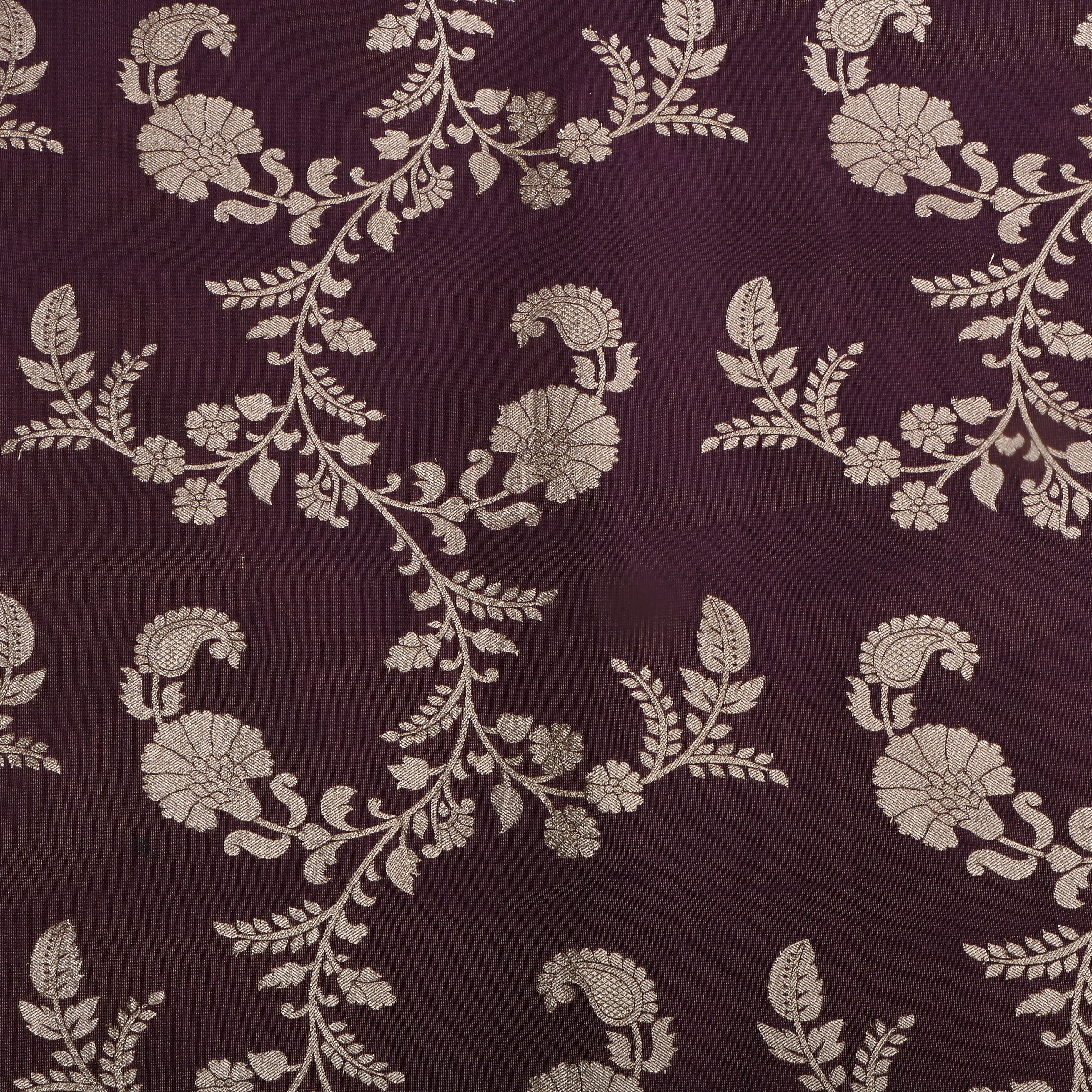 Plum Zari Woven Tissue Fabric