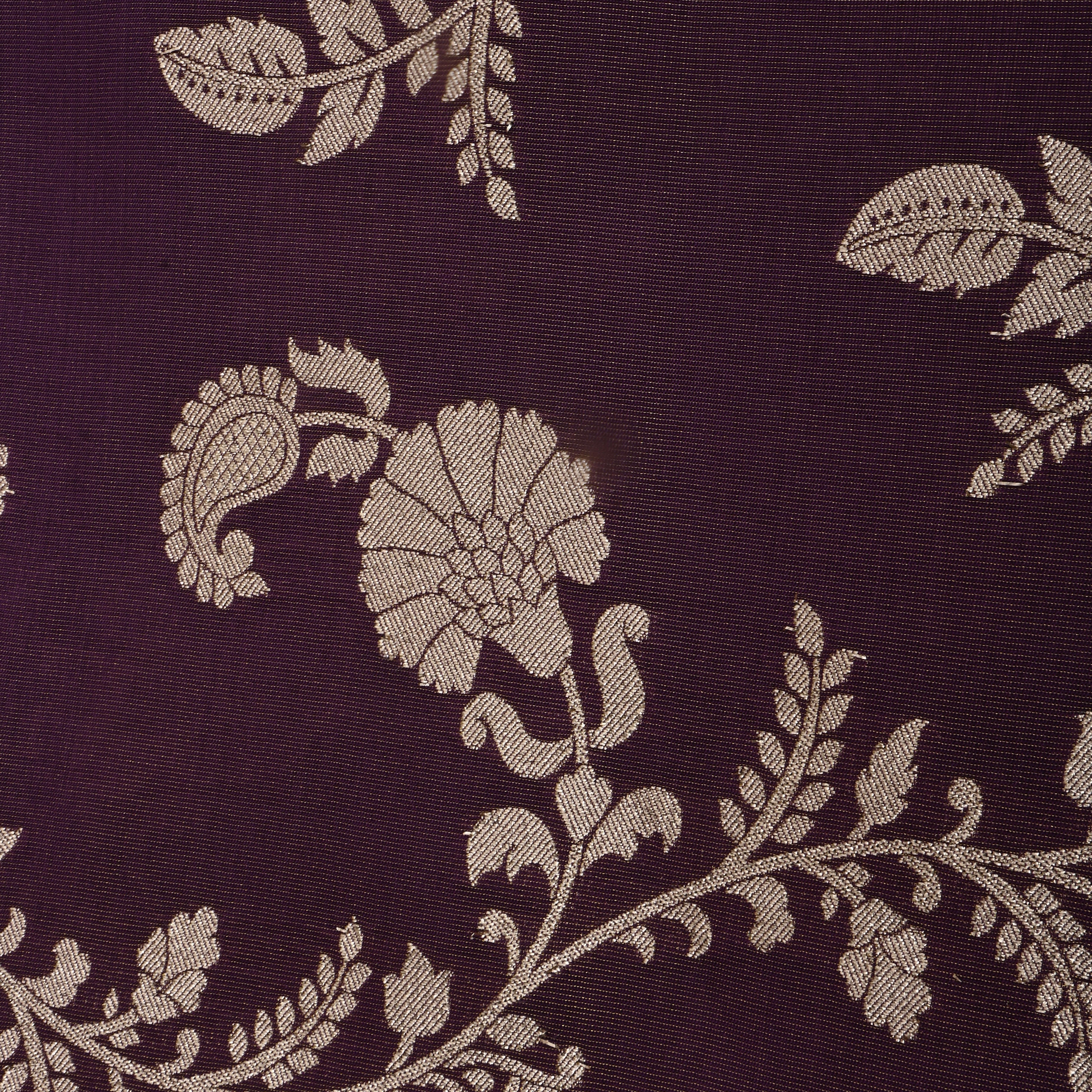 Plum Zari Woven Tissue Fabric