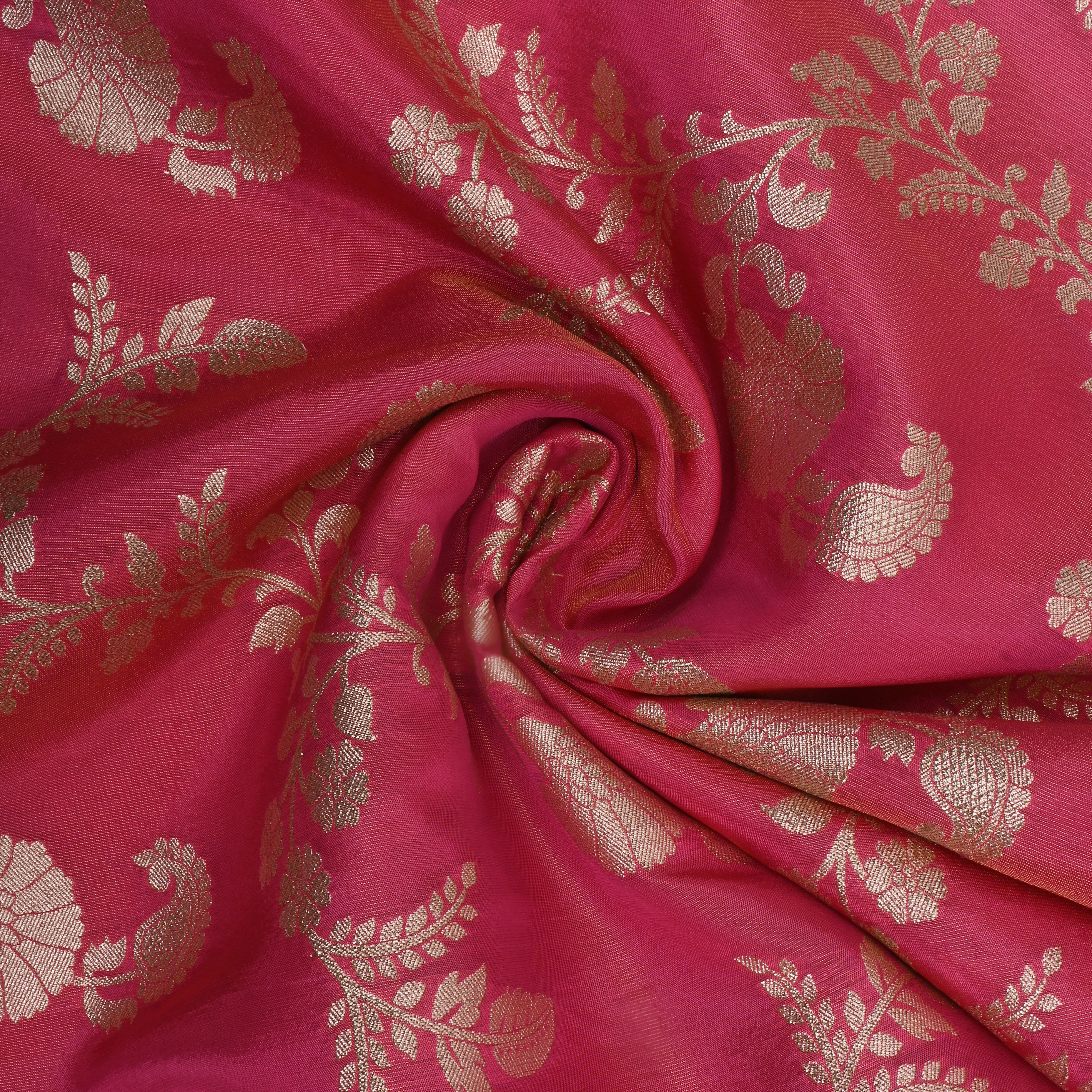 Vintage Pink Zari Woven Tissue Fabric