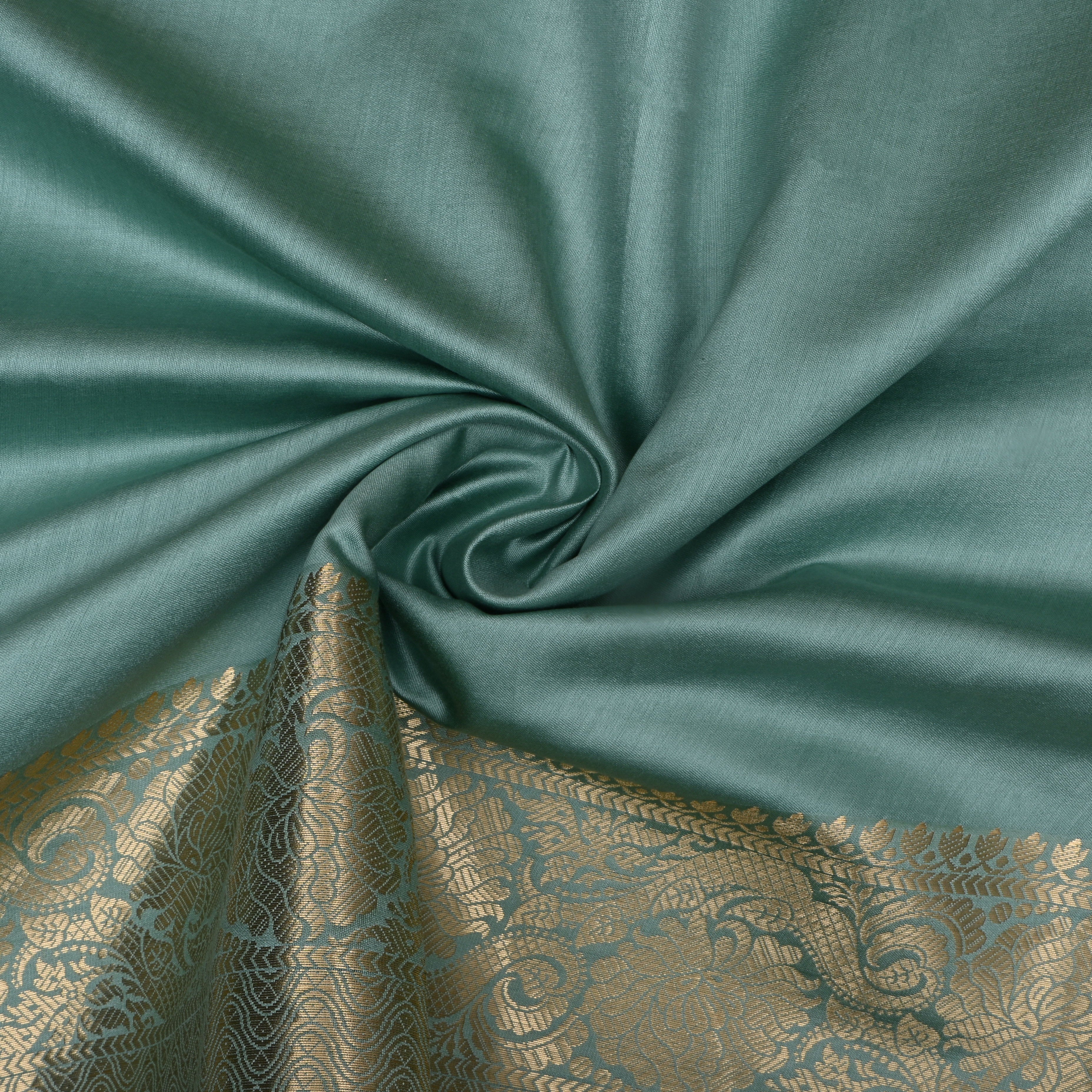 Aqua Blue Solid Jamawar Silk Fabric