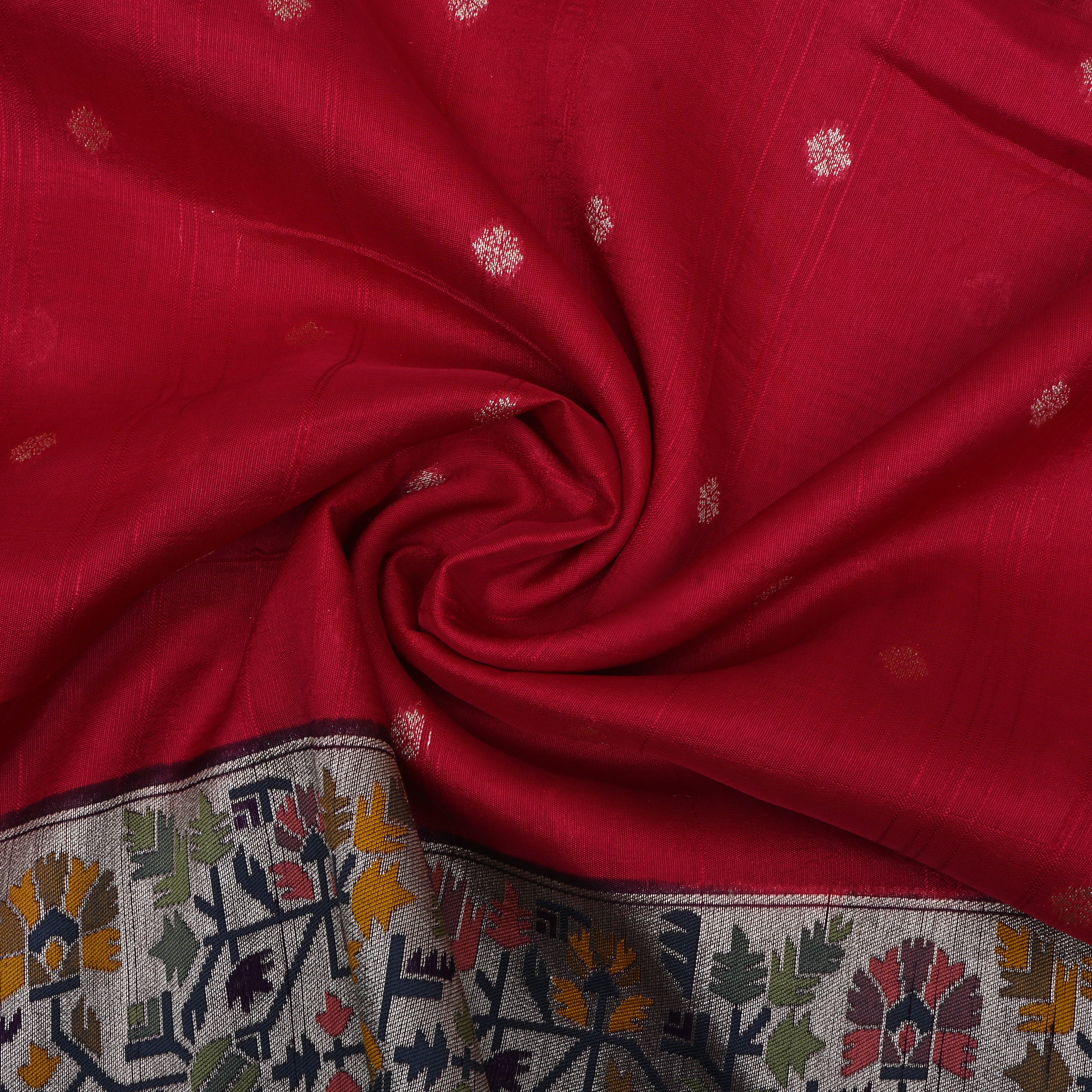 Dark Pink Jamawar Dupion Silk Fabric