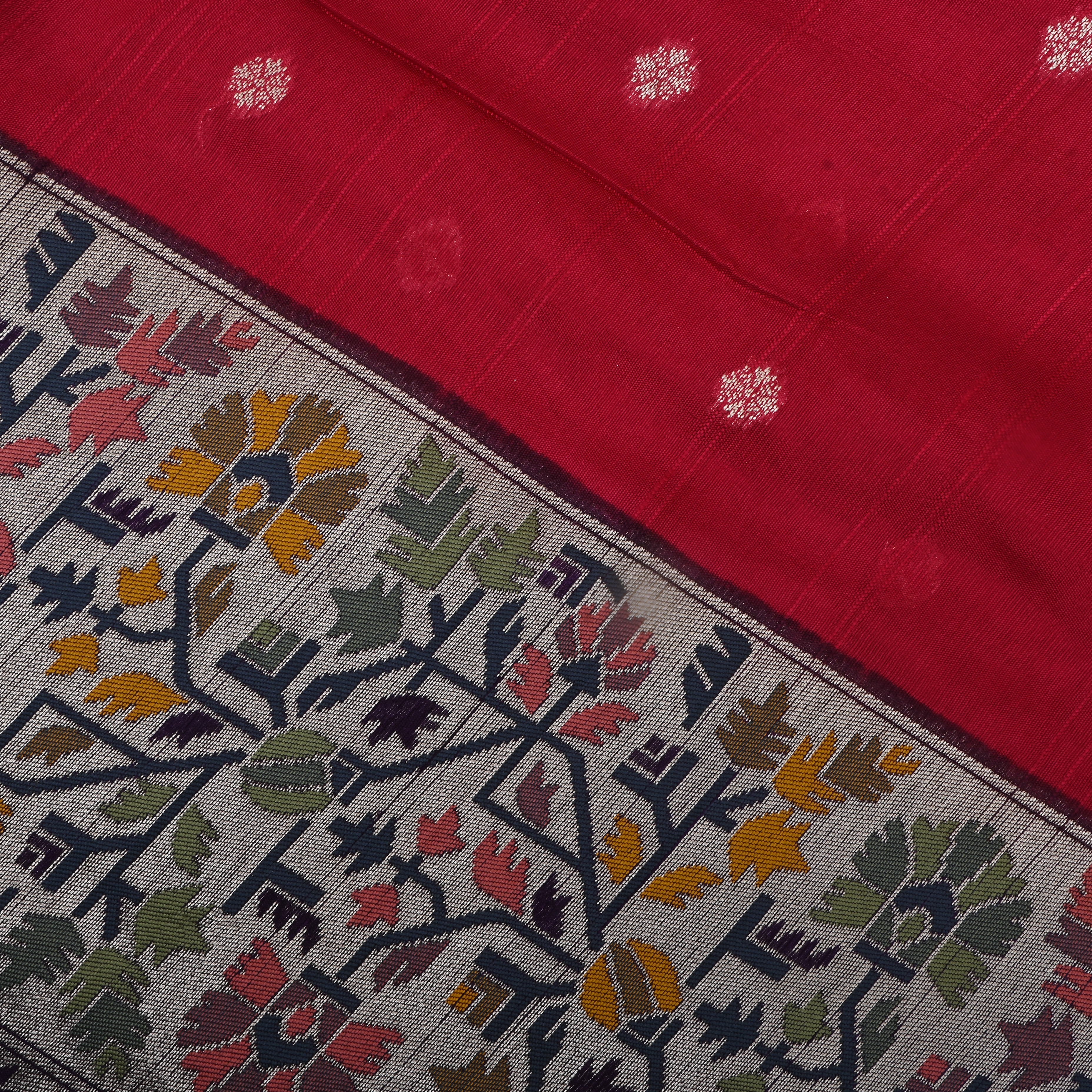 Dark Pink Jamawar Dupion Silk Fabric