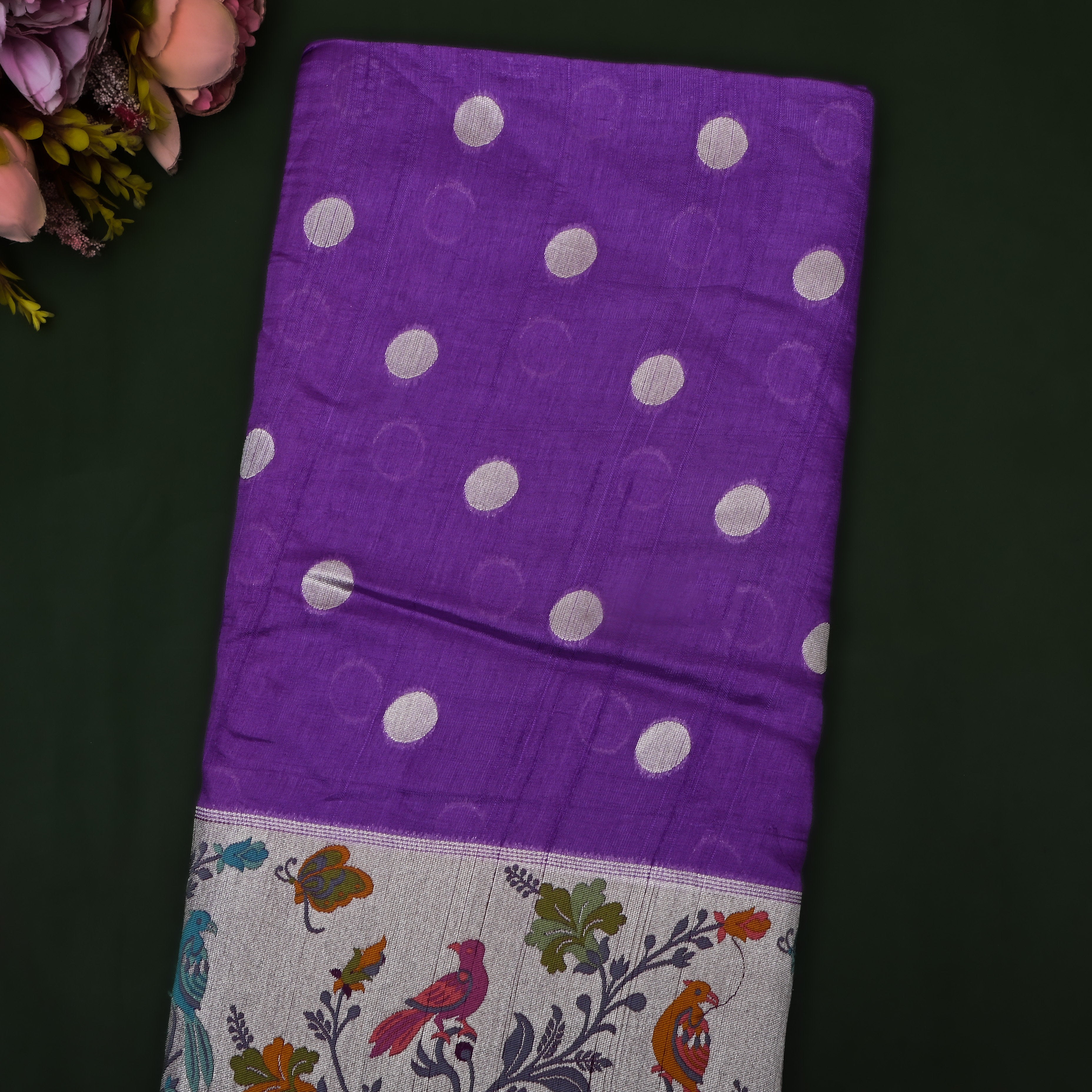 Pleasant Purple Jamawar Dupion Silk Fabric