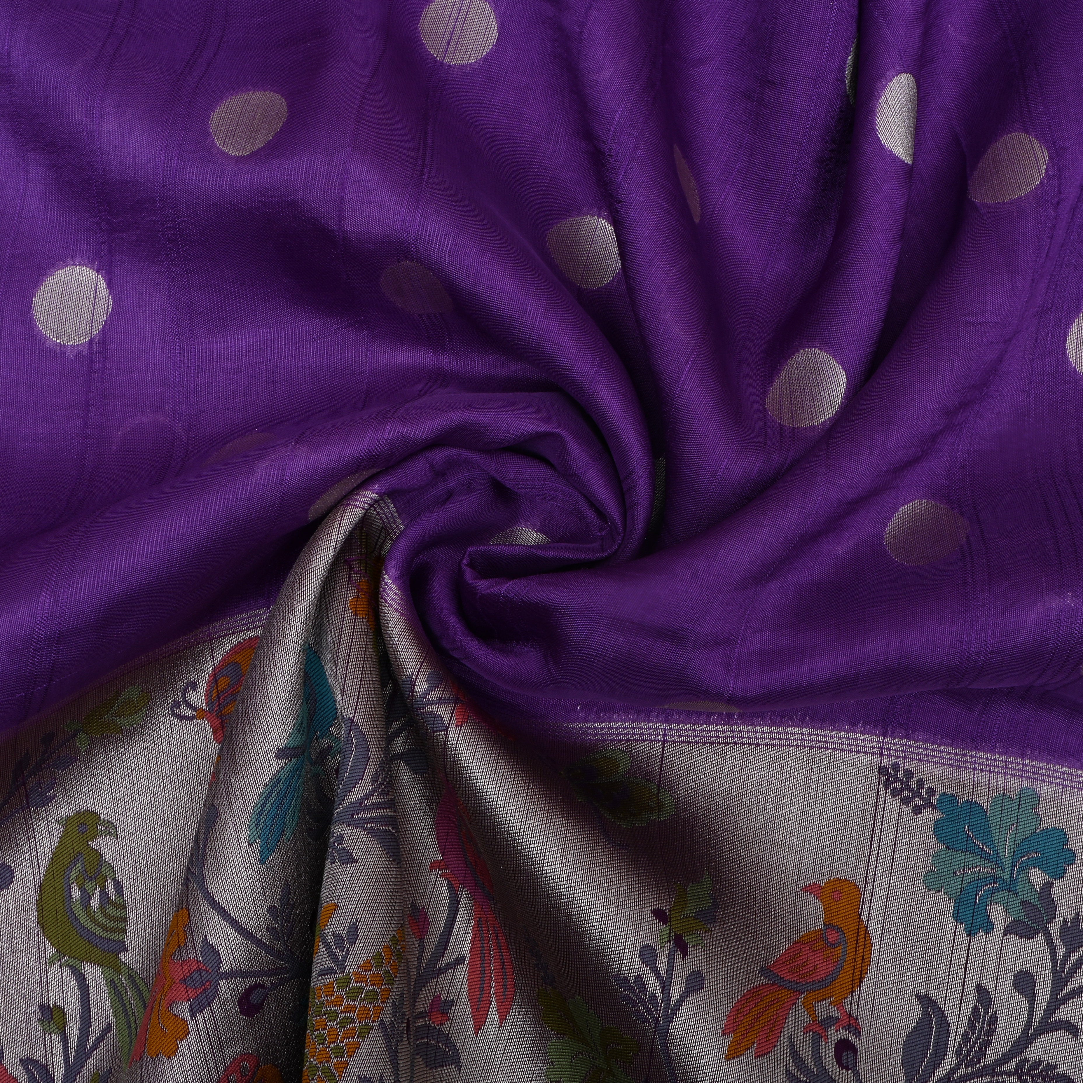 Pleasant Purple Jamawar Dupion Silk Fabric
