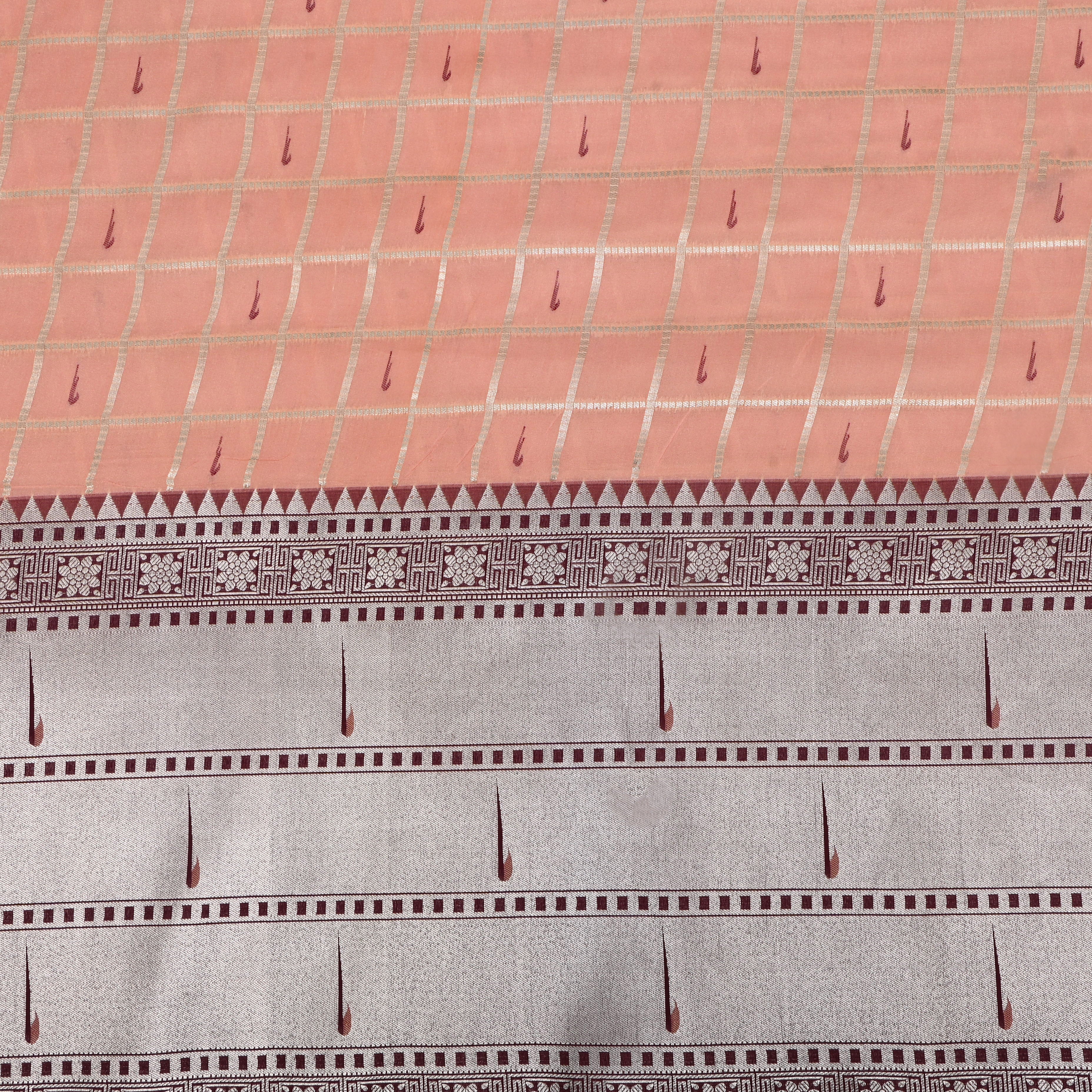 Cream Paithani Weave Silk Fabric