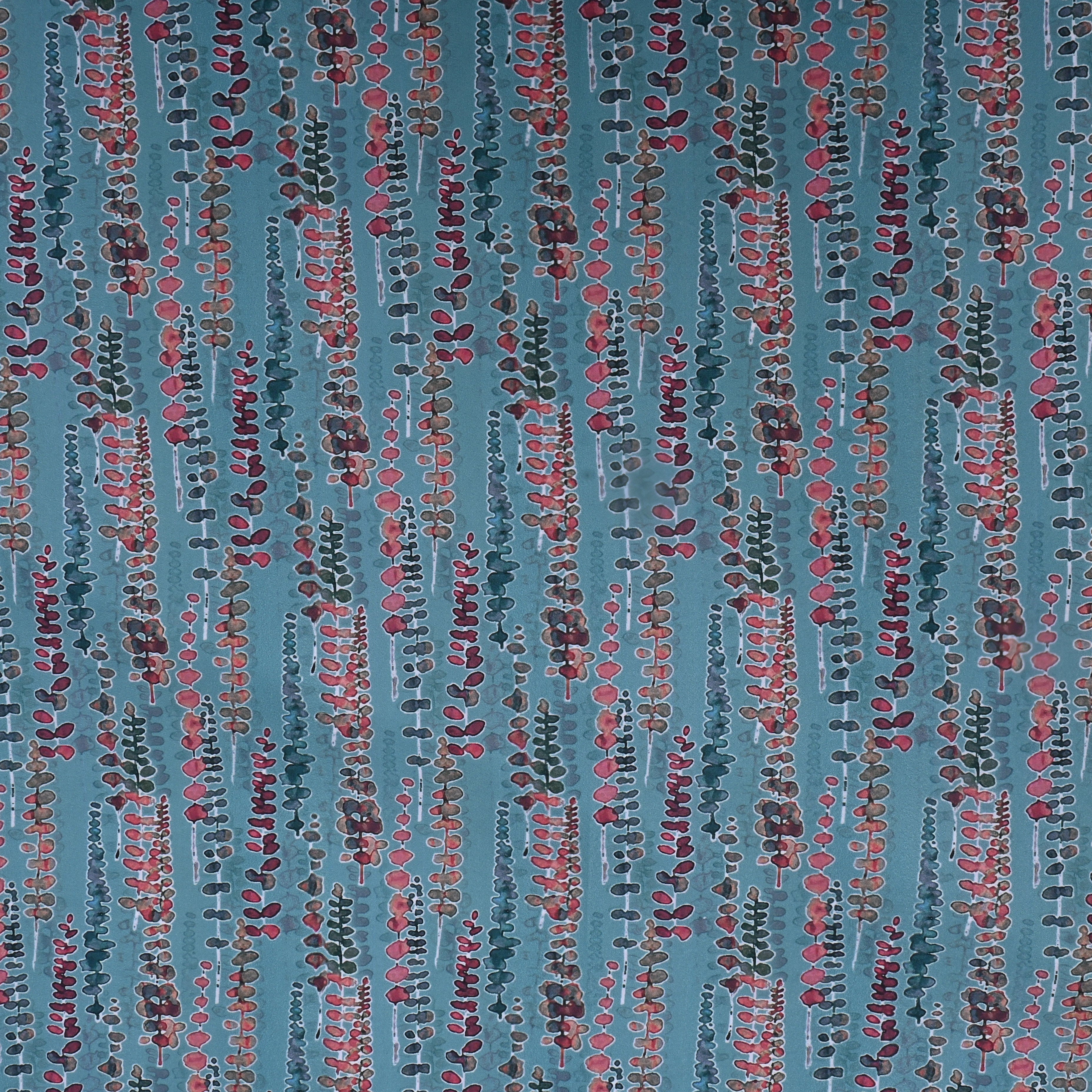 Steel Blue Floral Printed Silk Fabric