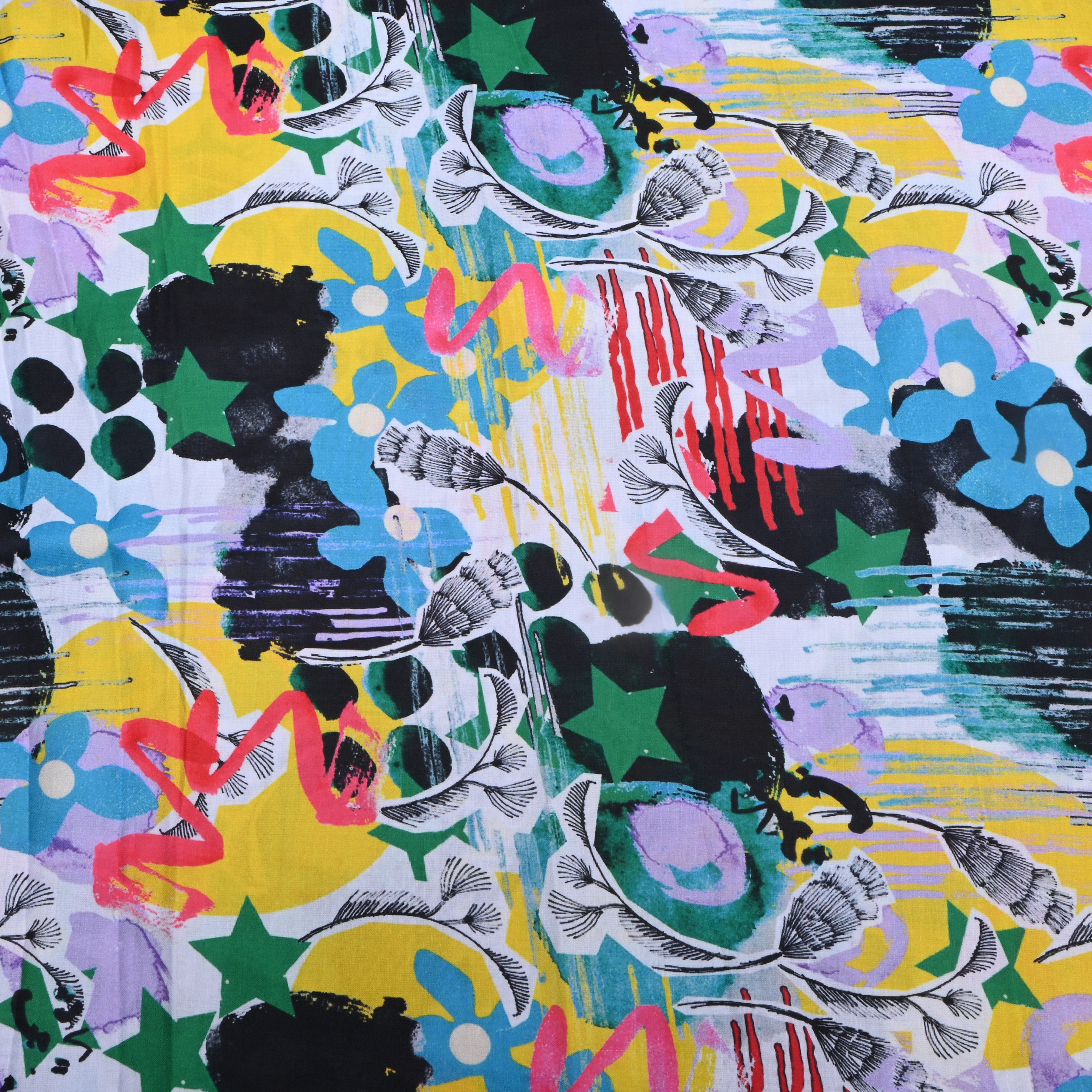Multicolour Mixed Printed Silk Fabric