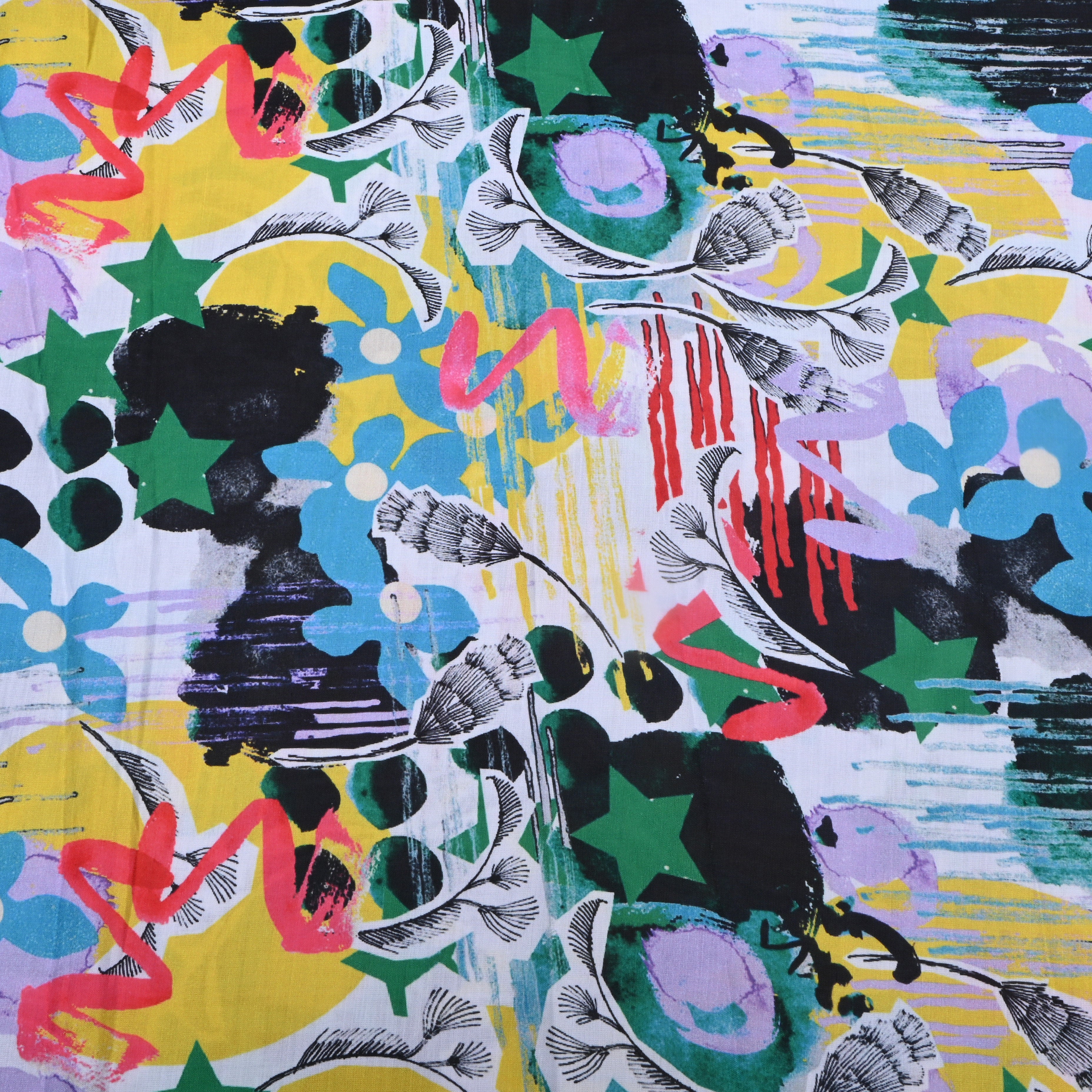 Multicolour Mixed Printed Silk Fabric