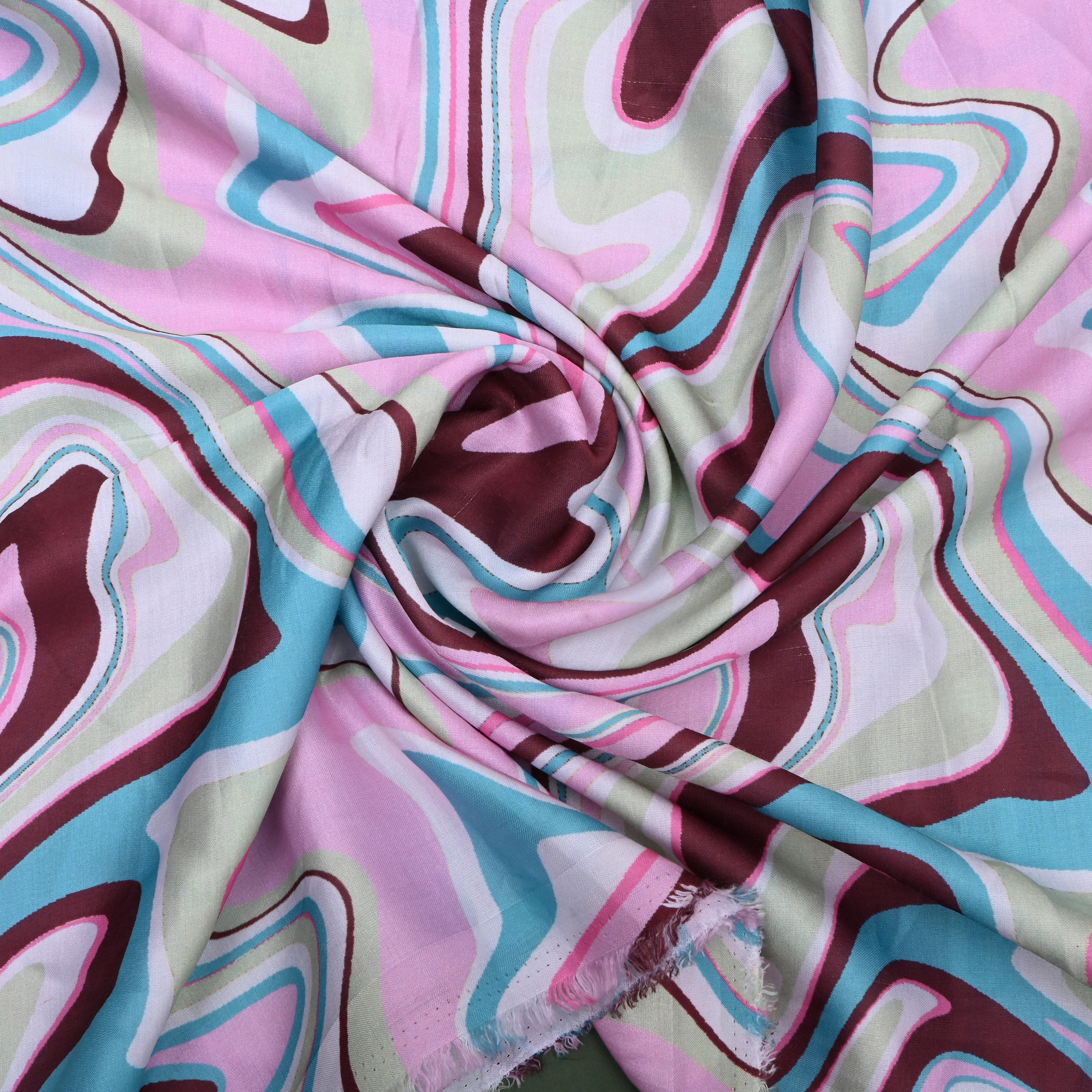 Pastel Multicolour Abstract Printed Silk Fabric