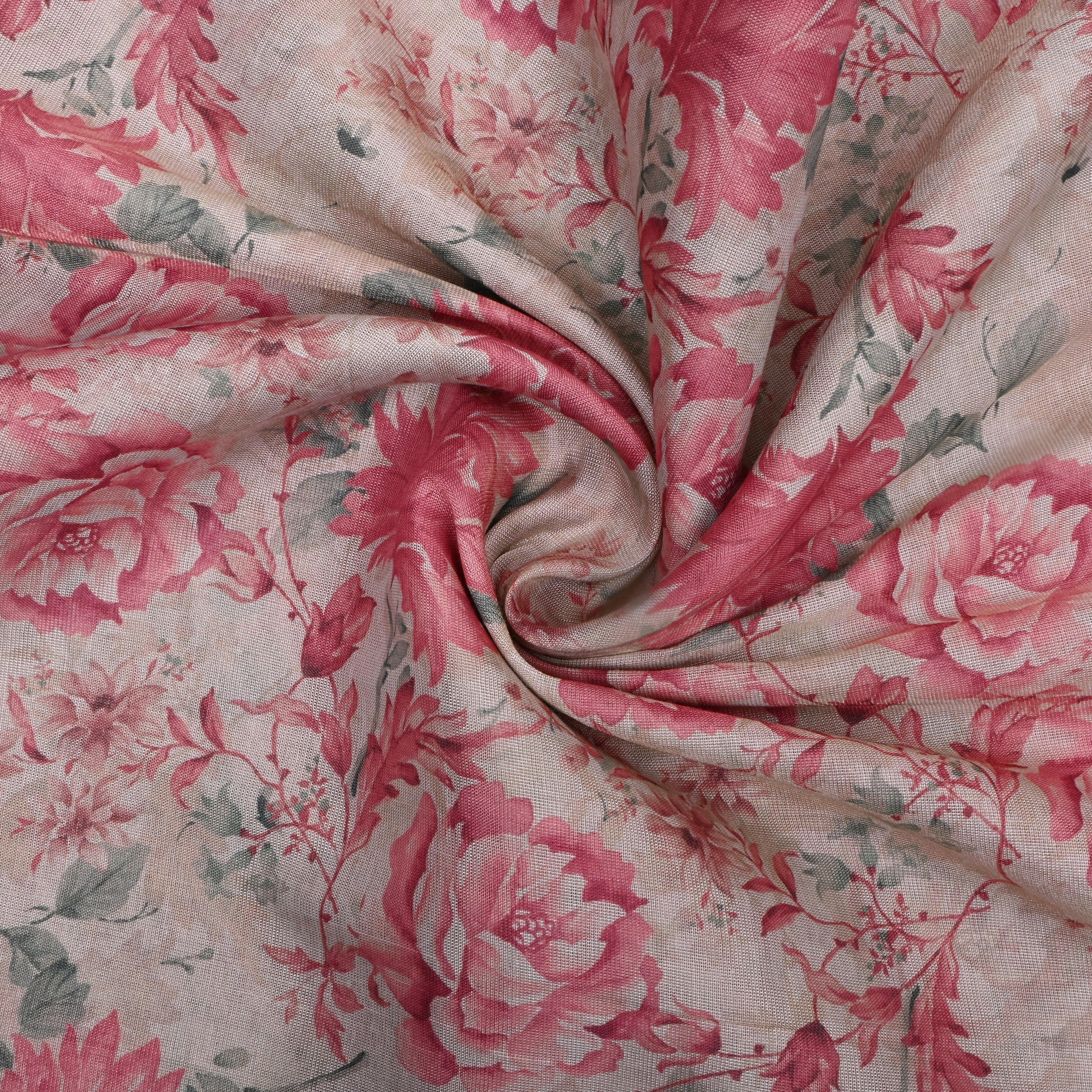 Pale Pink Floral Printed Tissue Fabric