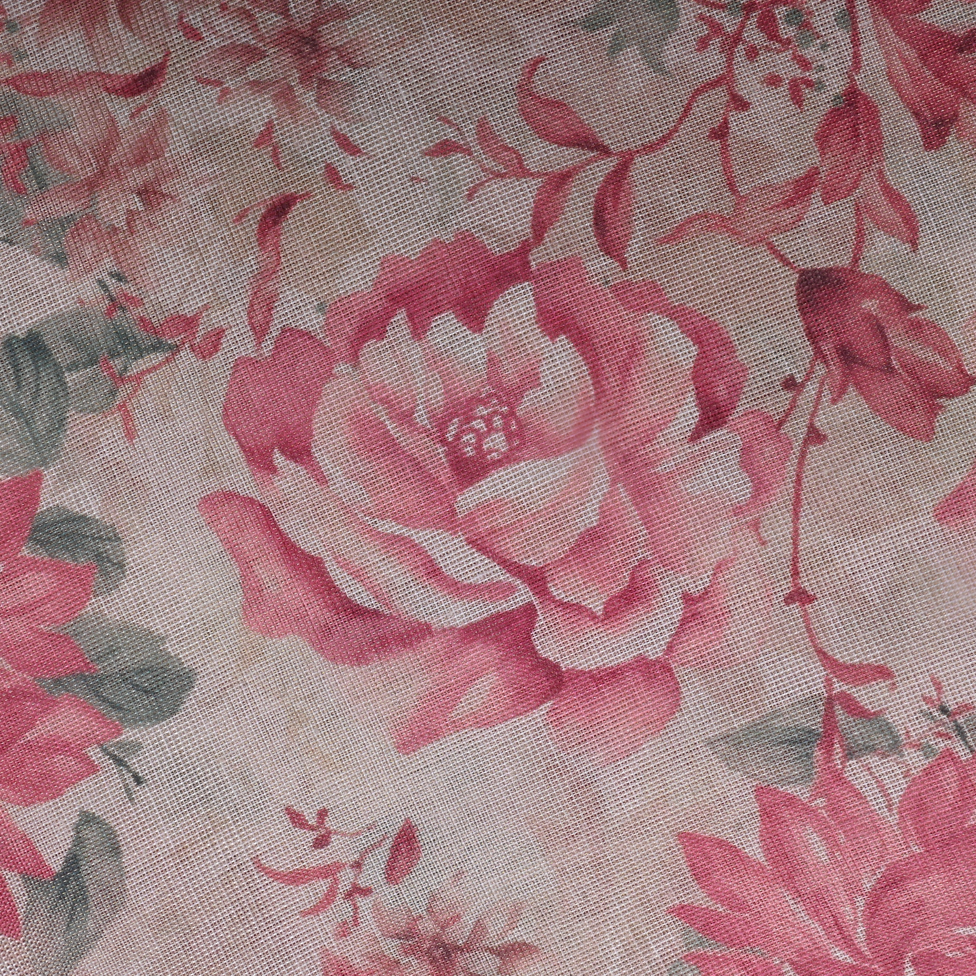 Pale Pink Floral Printed Tissue Fabric