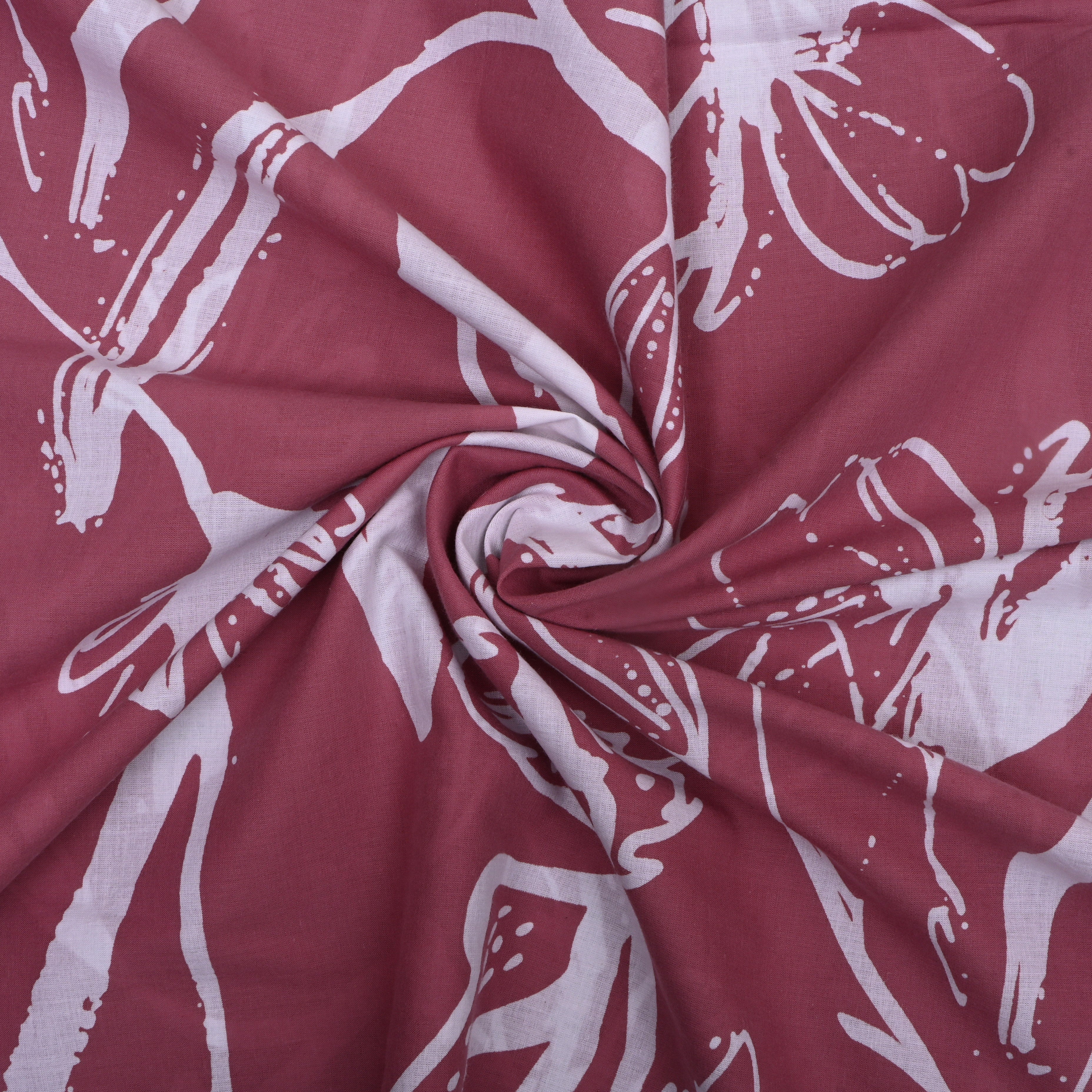 Rouge Pink Floral Printed Cotton Fabric