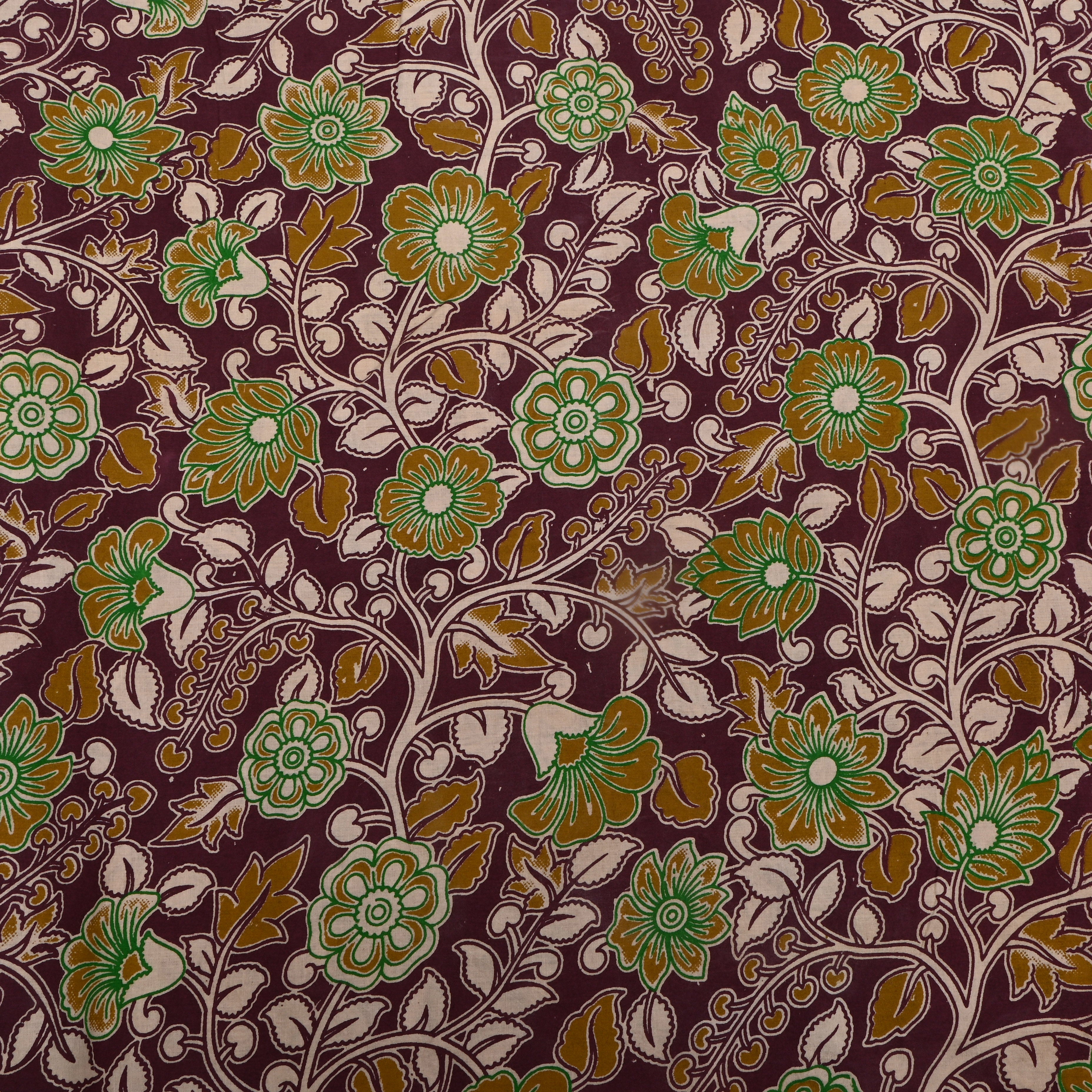 Grape Purple Kalamkari Printed Cotton Fabric