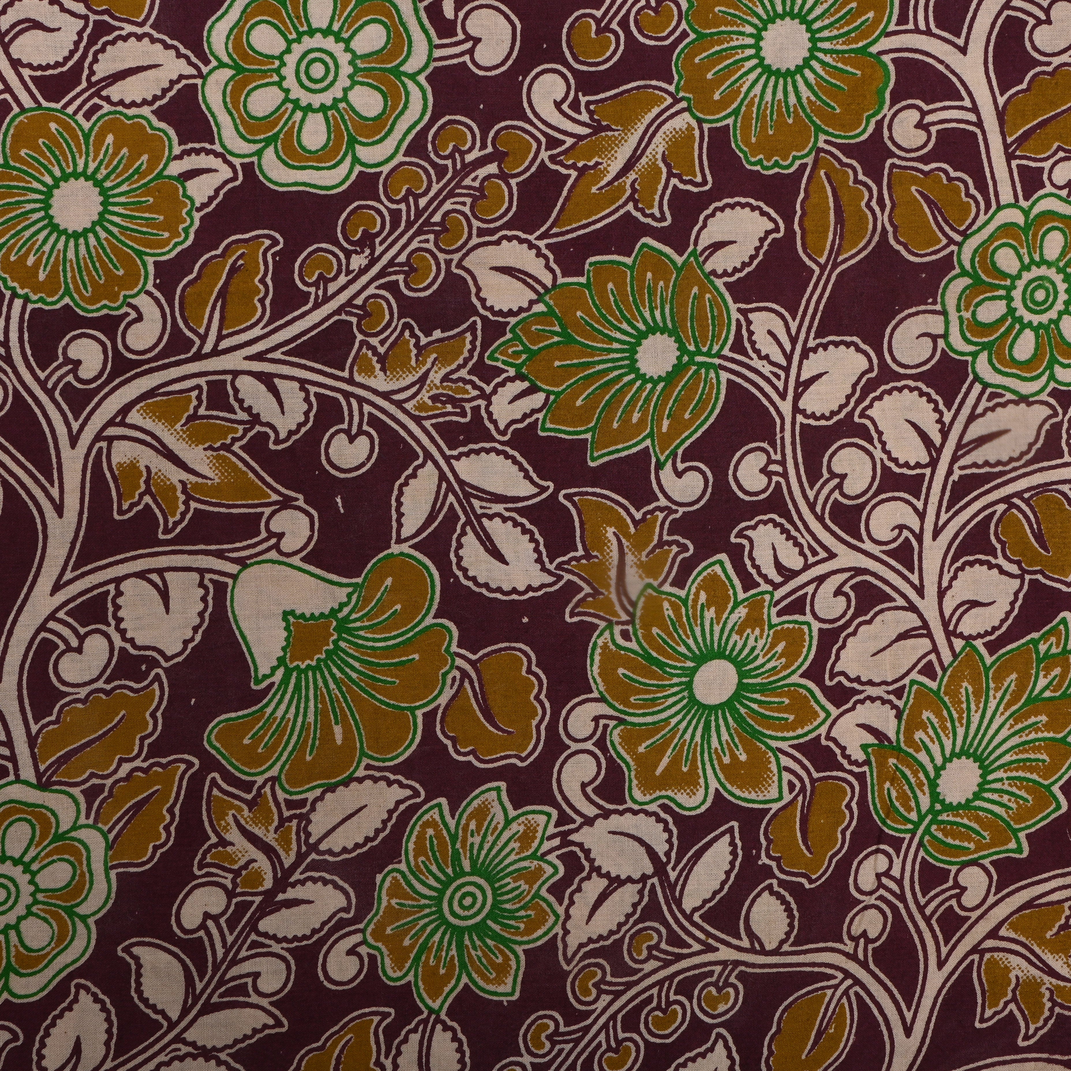 Grape Purple Kalamkari Printed Cotton Fabric