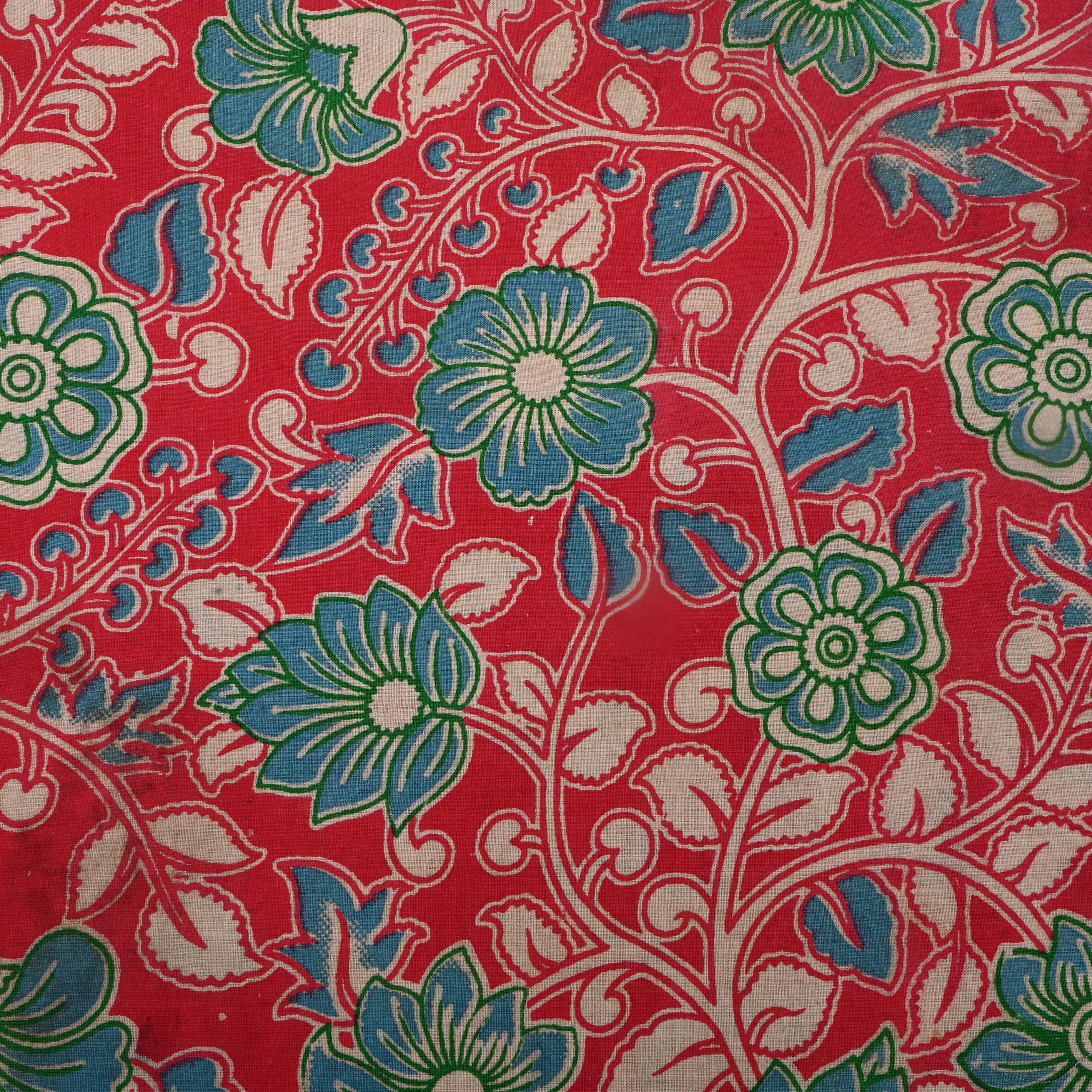 Amaranth Pink Kalamkari Printed Cotton Fabric