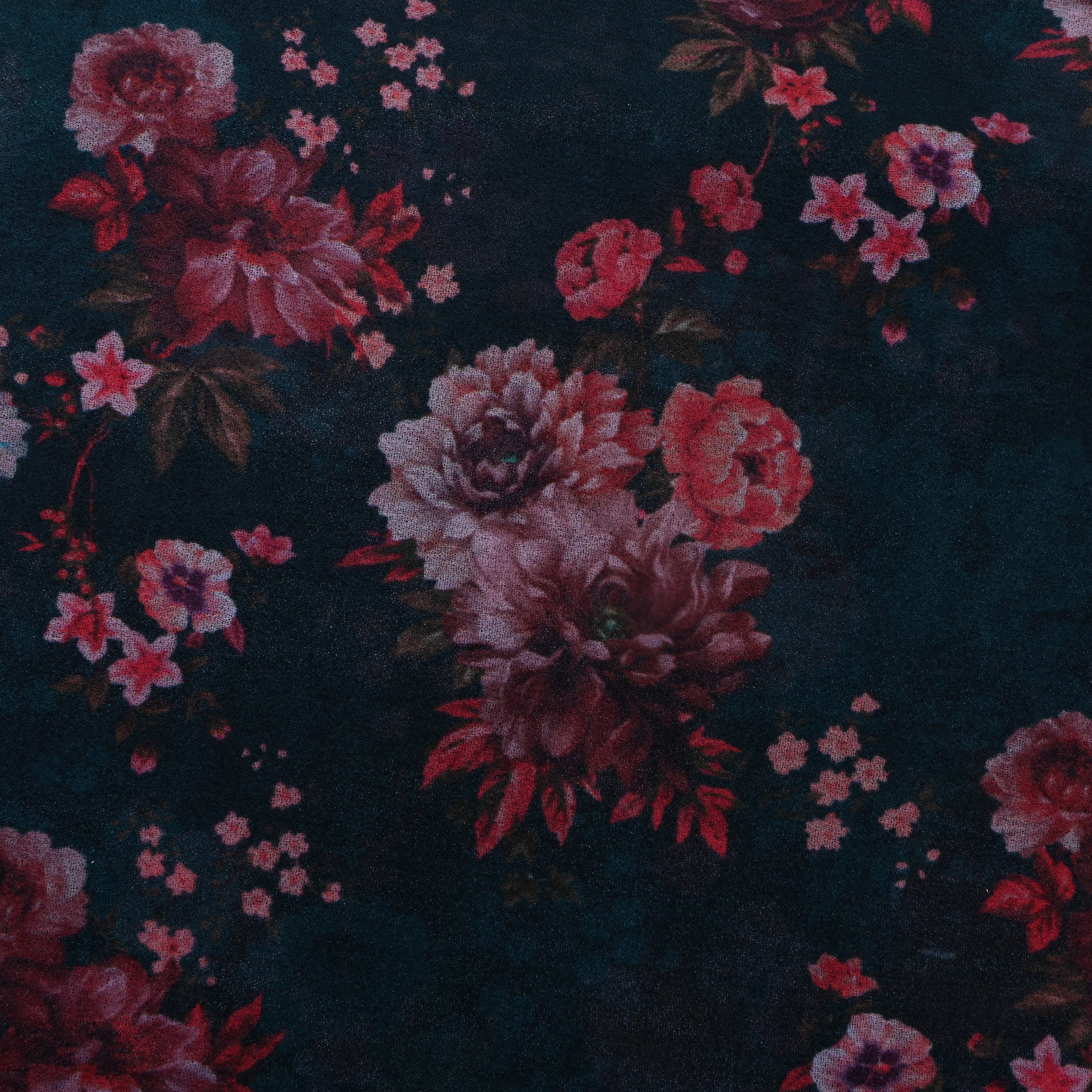 Bottle Green Printed Floral Silk Fabric