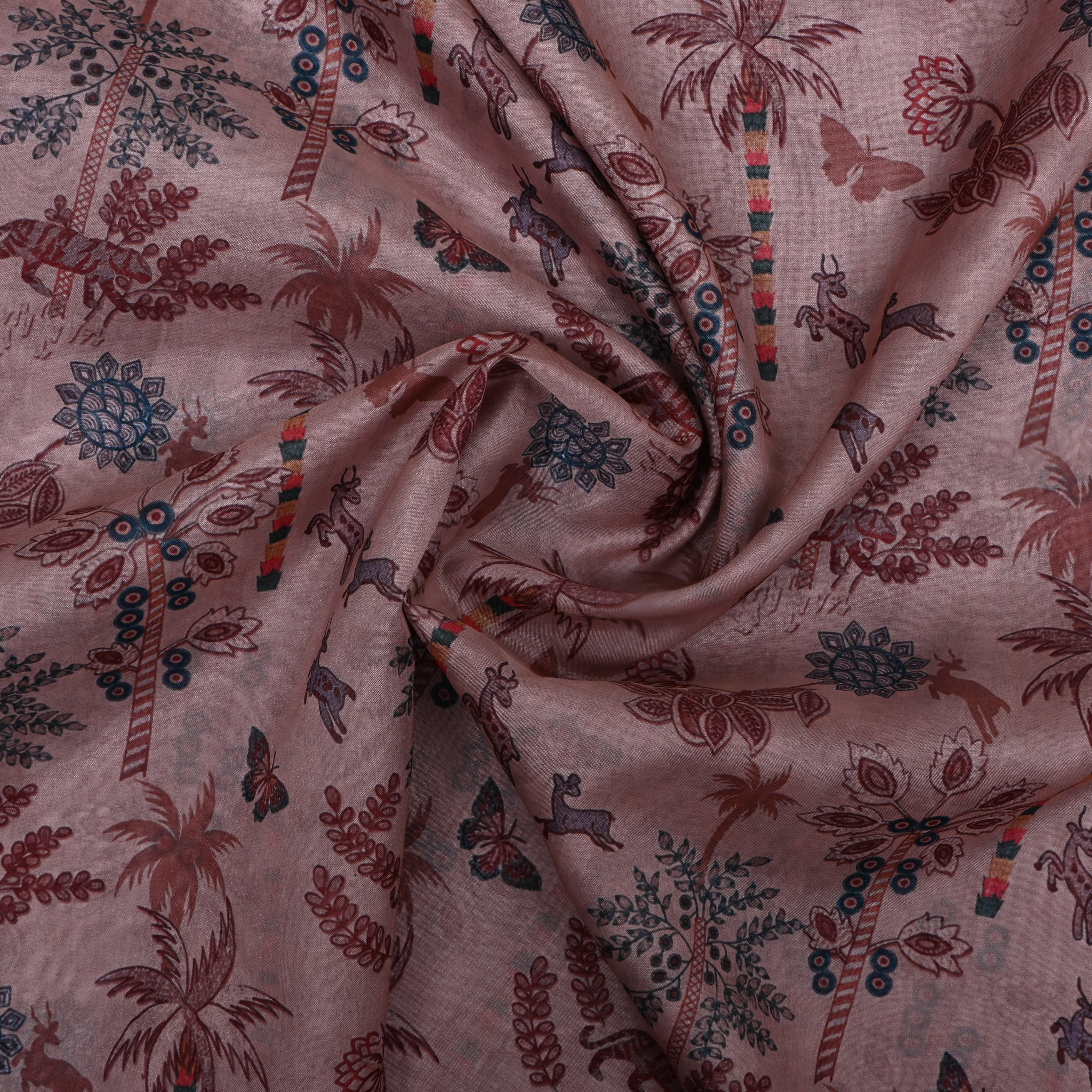 Dusty Pink Printed Silk Fabric