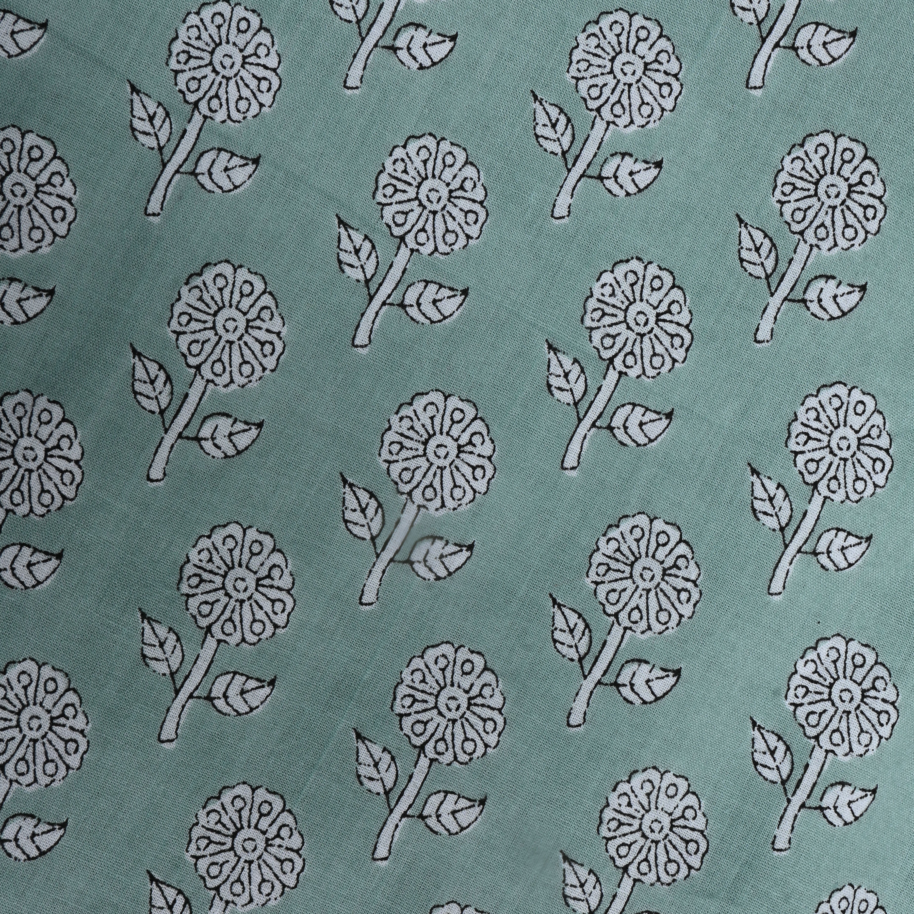 Pastel Blue Floral Printed Cotton Fabric