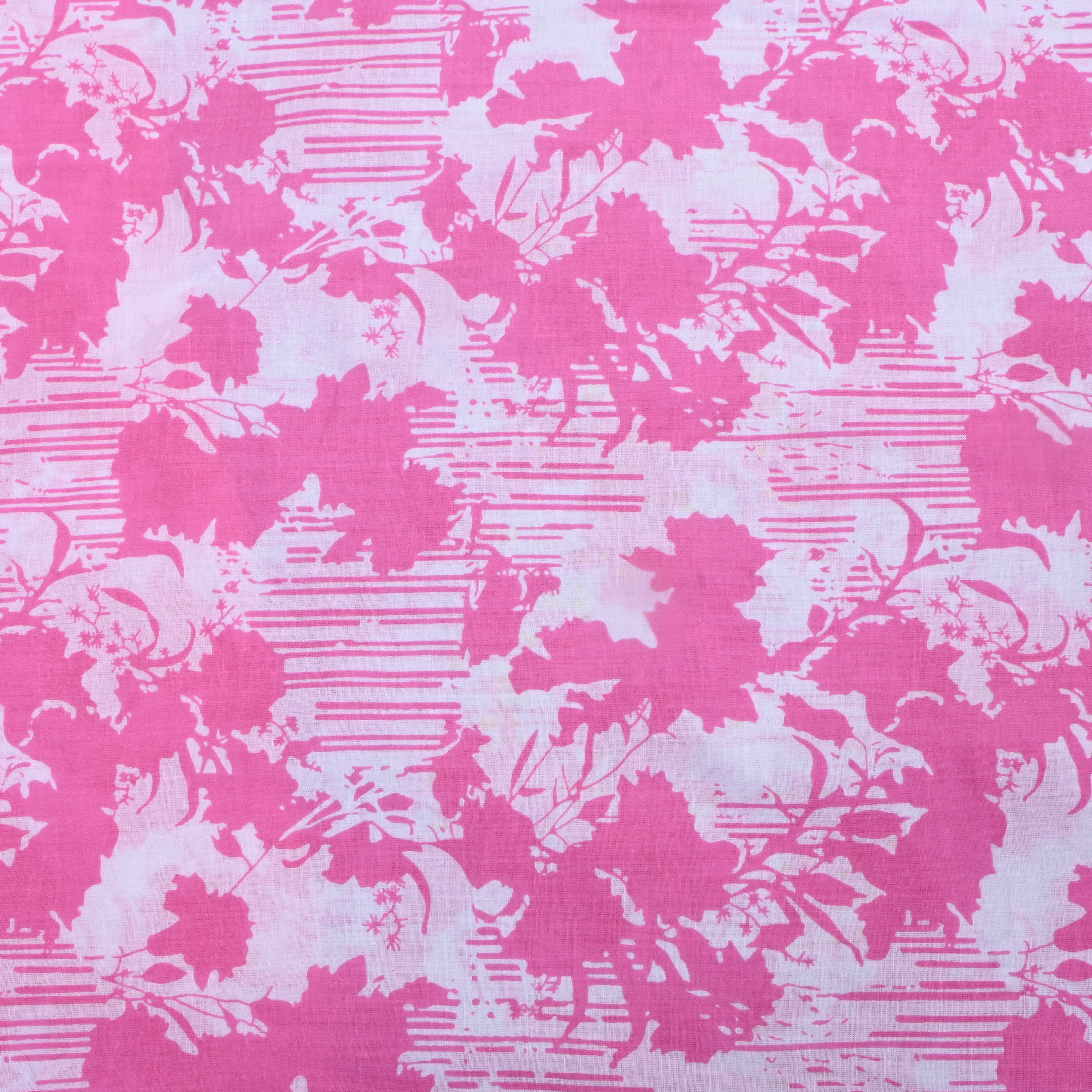Soft Ultra Pink Floral Printed Cotton Fabric