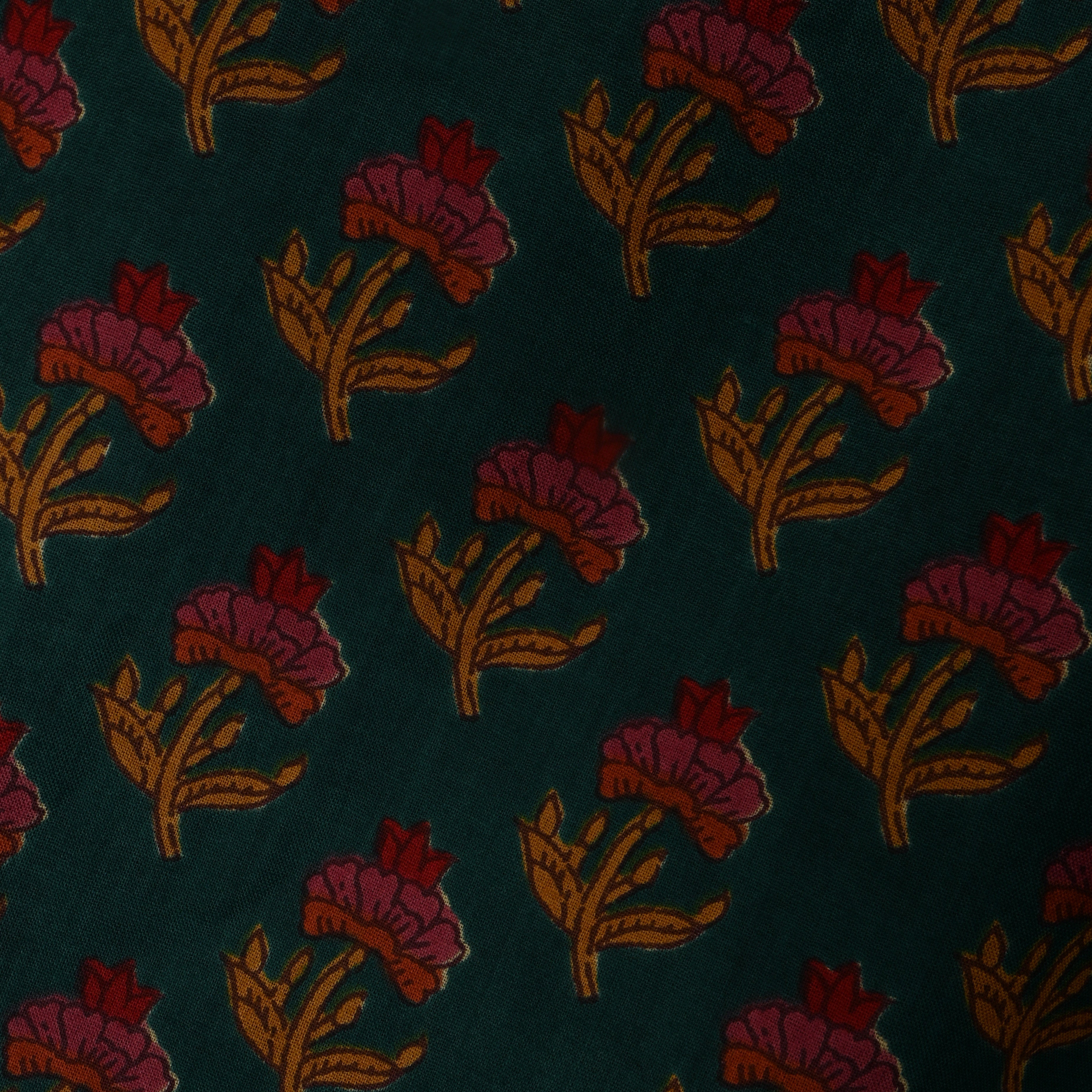 Sacramento Green Floral Printed Cotton Fabric