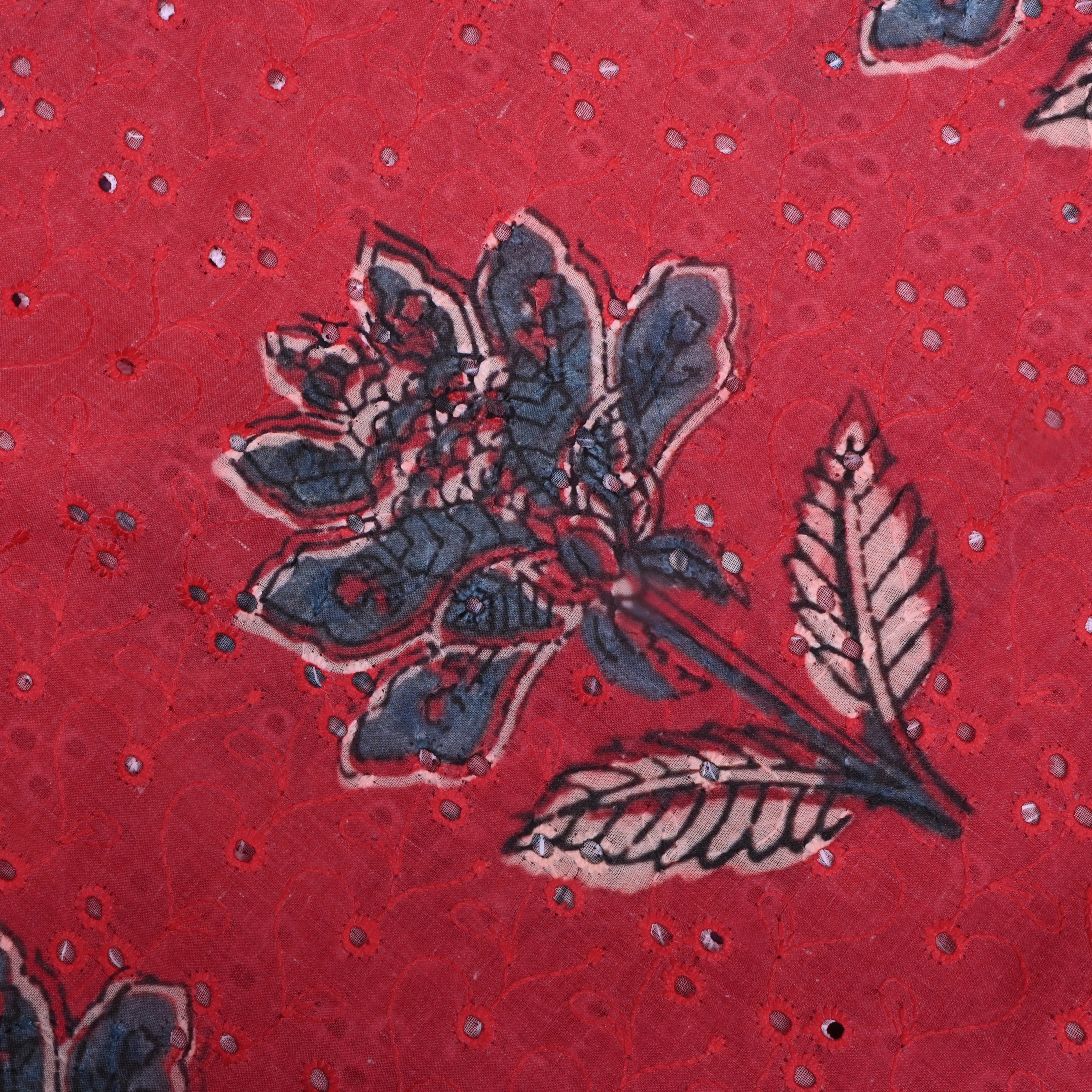 Red Floral Printed Cotton Fabric