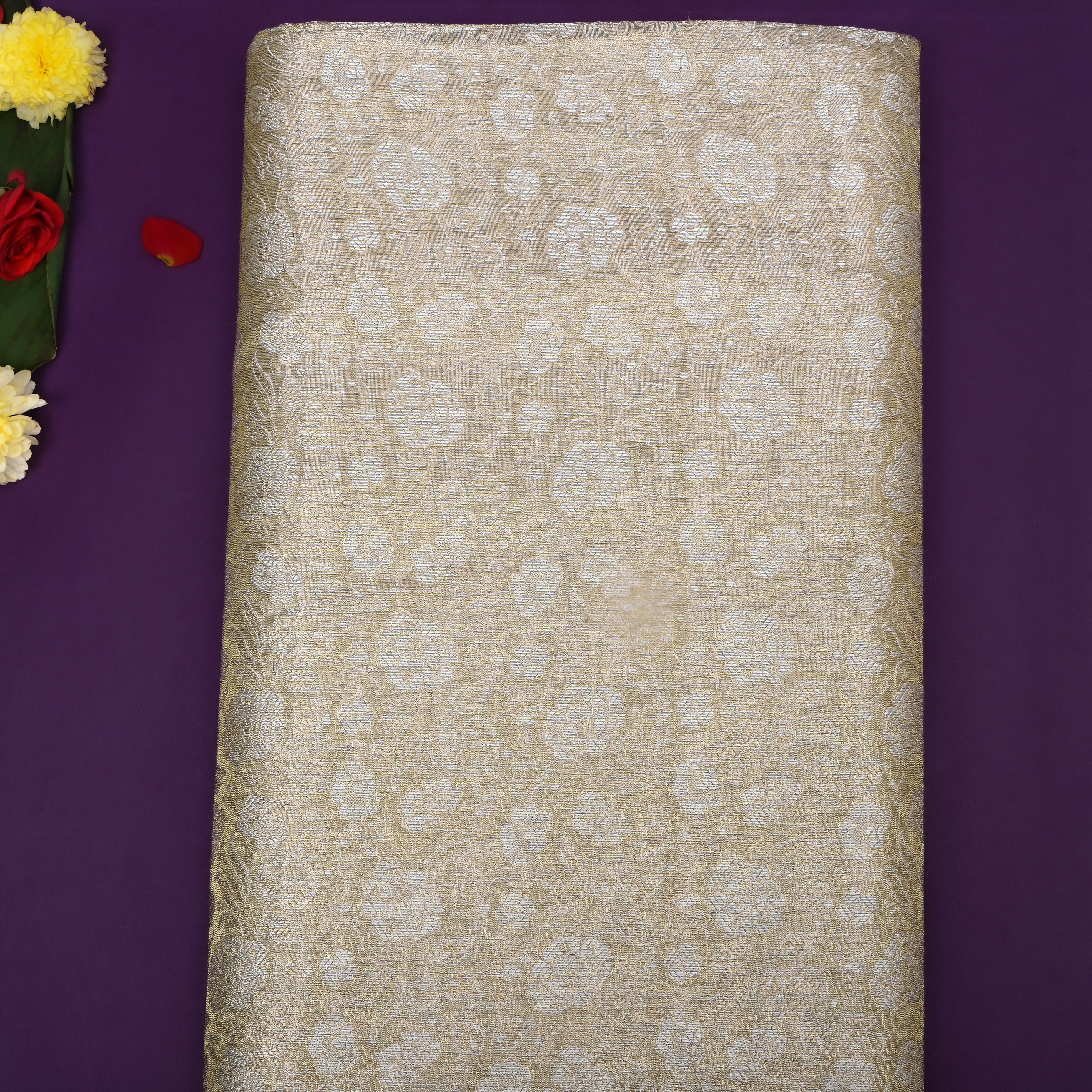 Golden Zari Weave Tissue Fabric