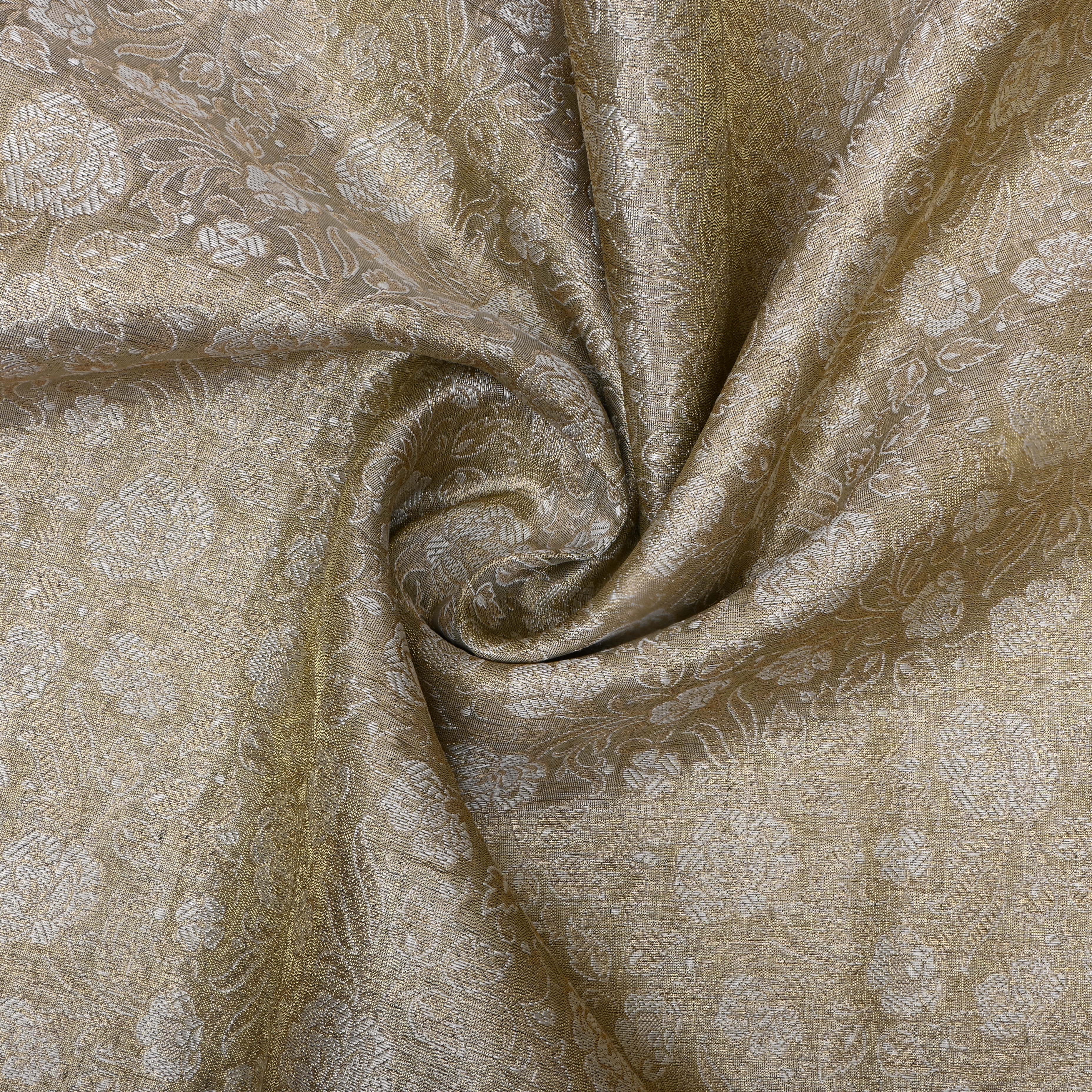 Golden Zari Weave Tissue Fabric