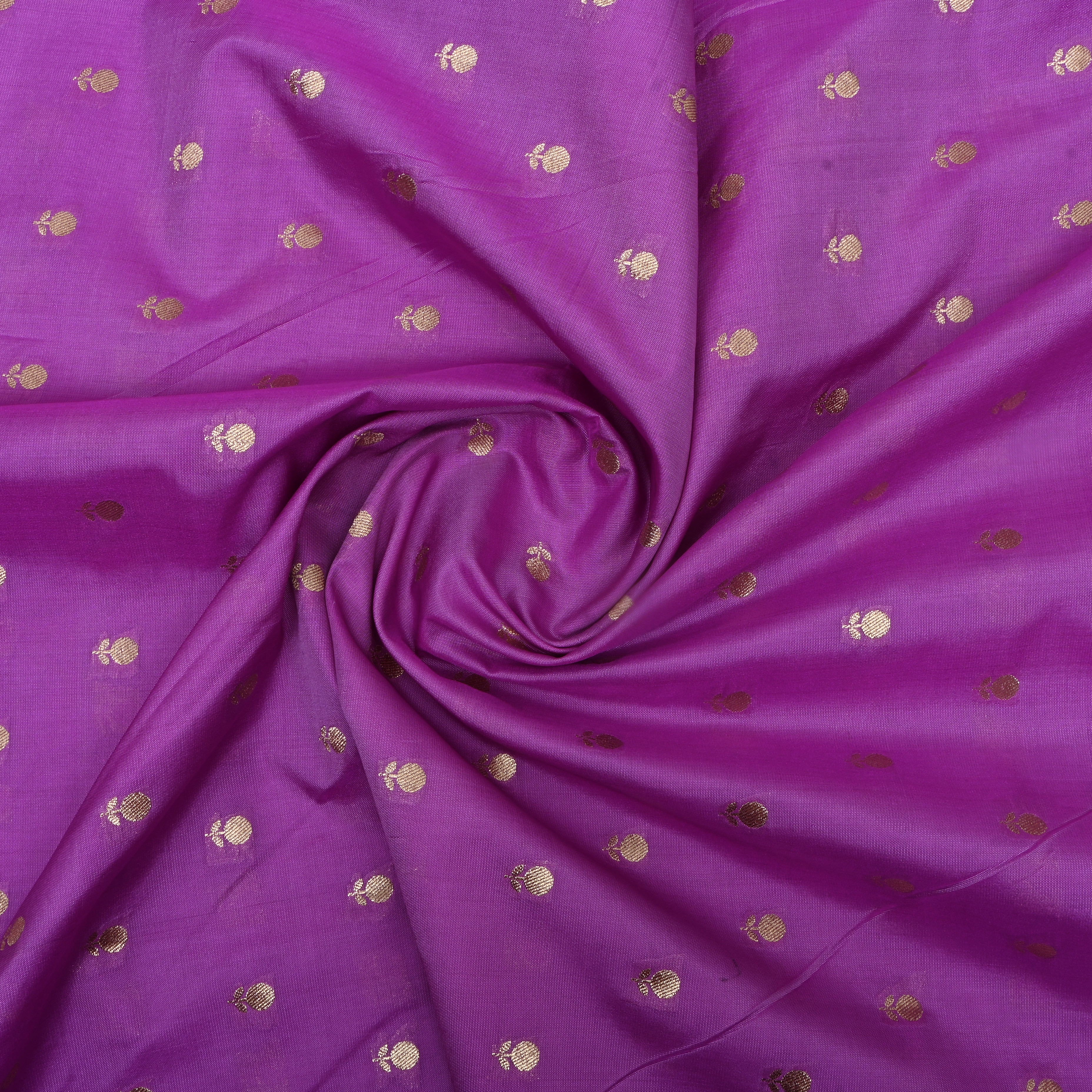 Purple Floral Woven Jamawar Silk Fabric