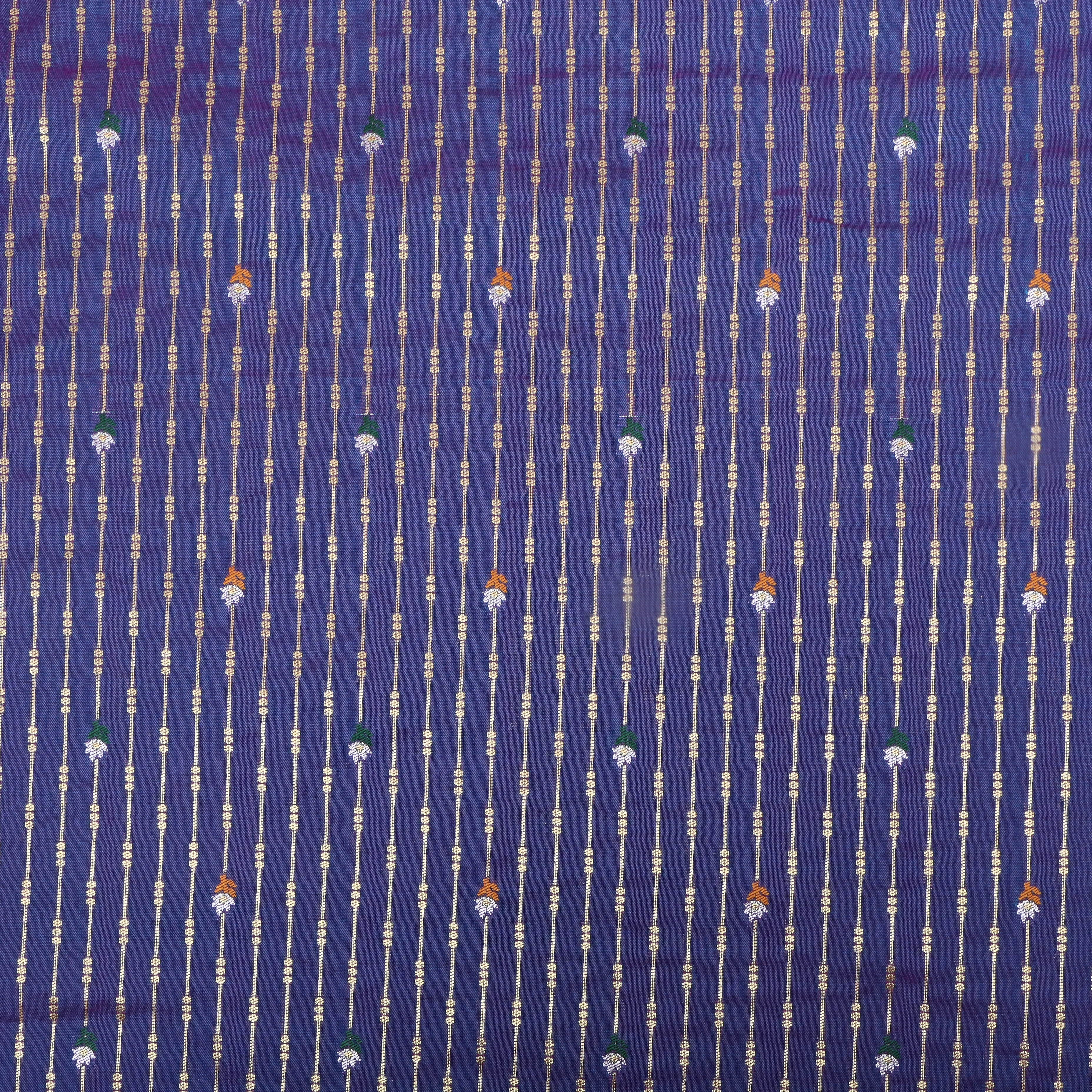 Persian Blue Zari Woven Silk Fabric