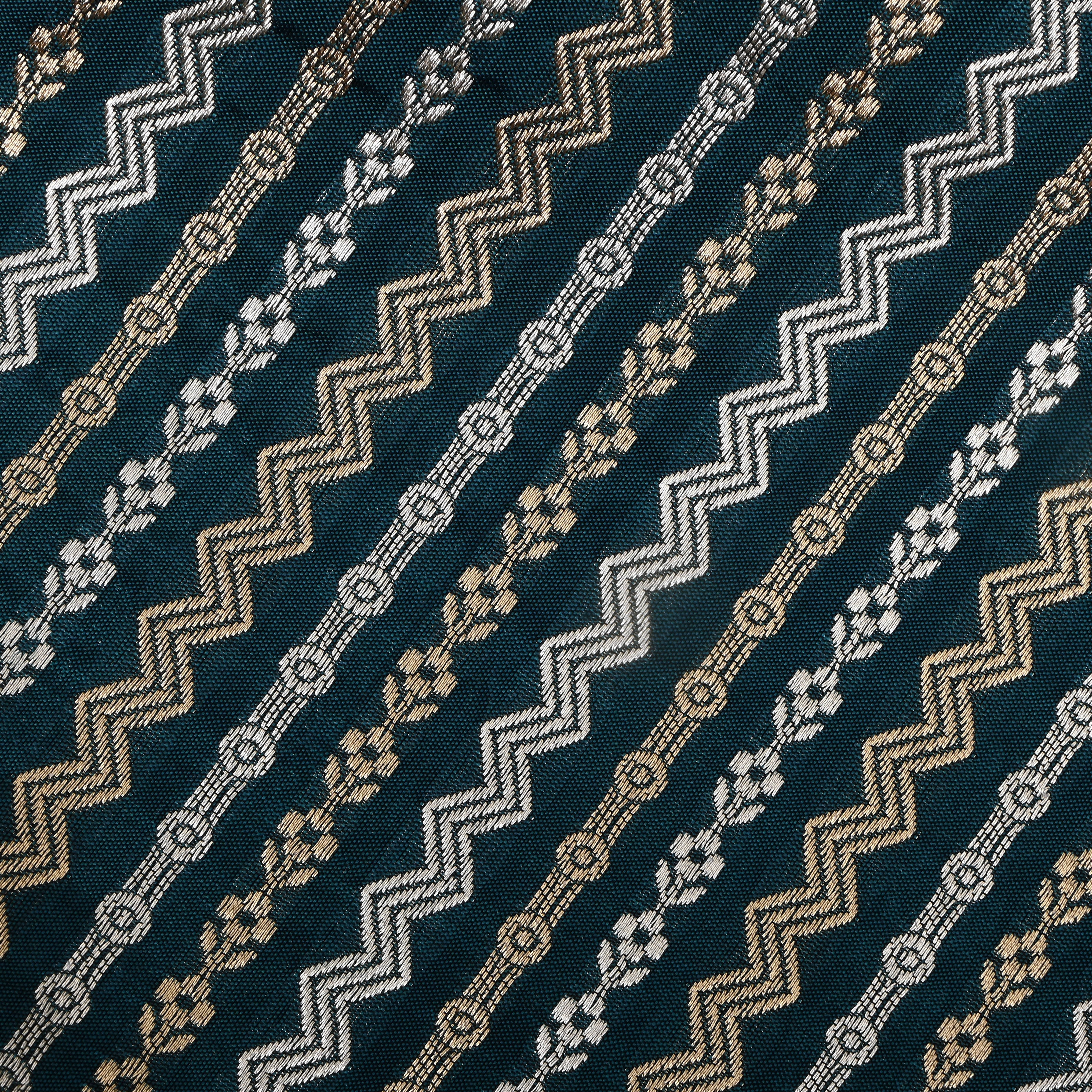 Bottle Green Dual Zari Woven Jamawar Silk Fabric