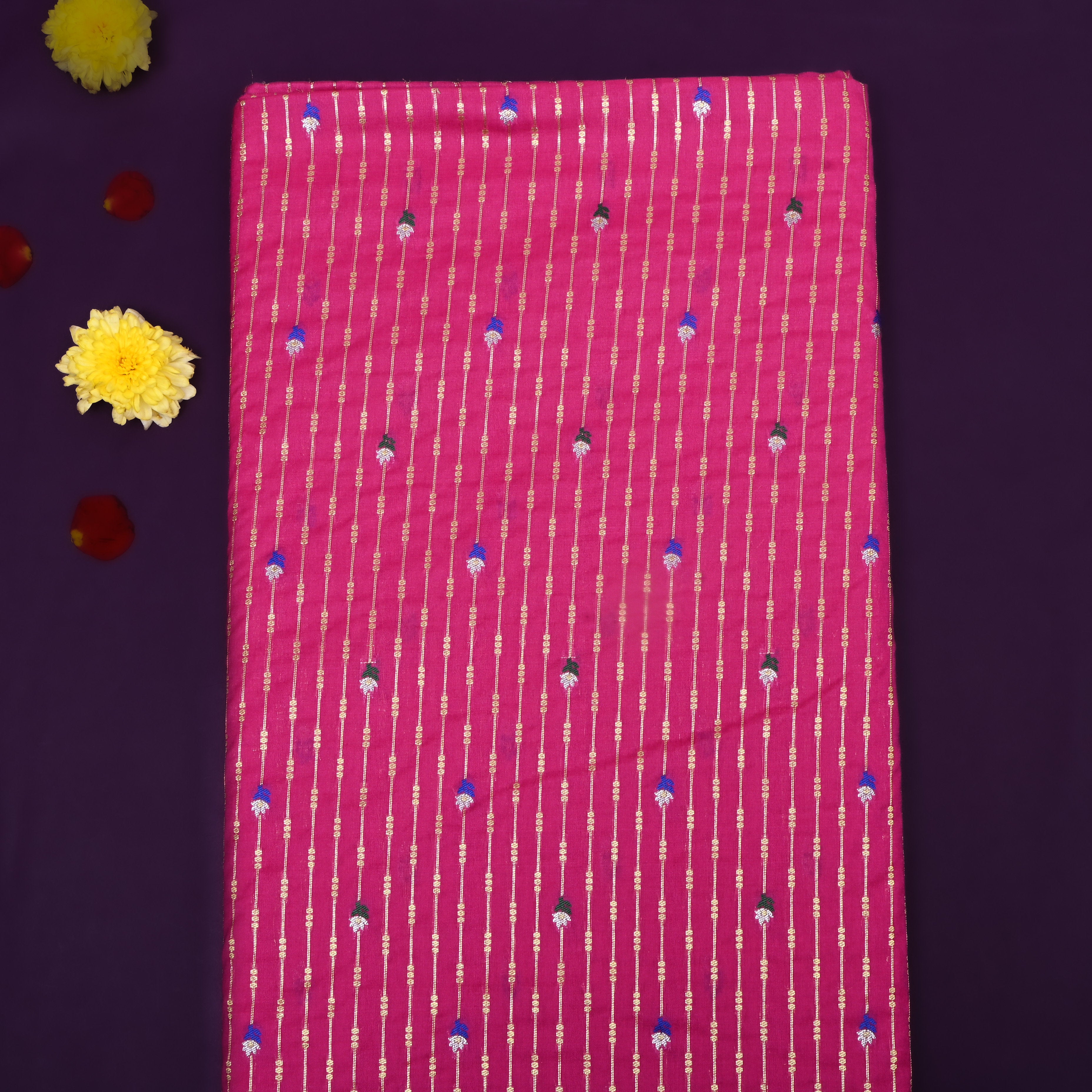 Barbie Pink Zari Woven Silk Fabric