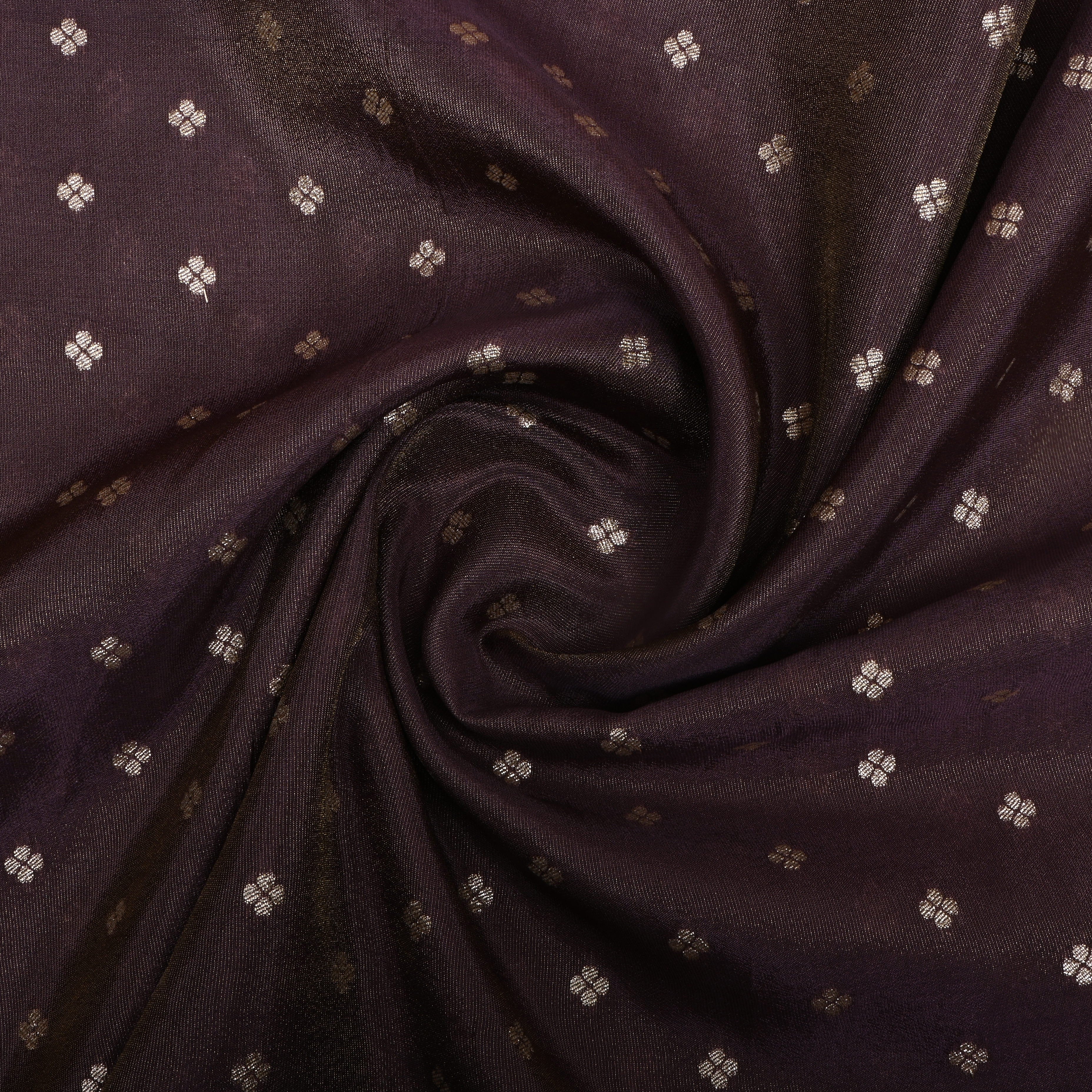 Brown Zari Motifs Tissue Fabric