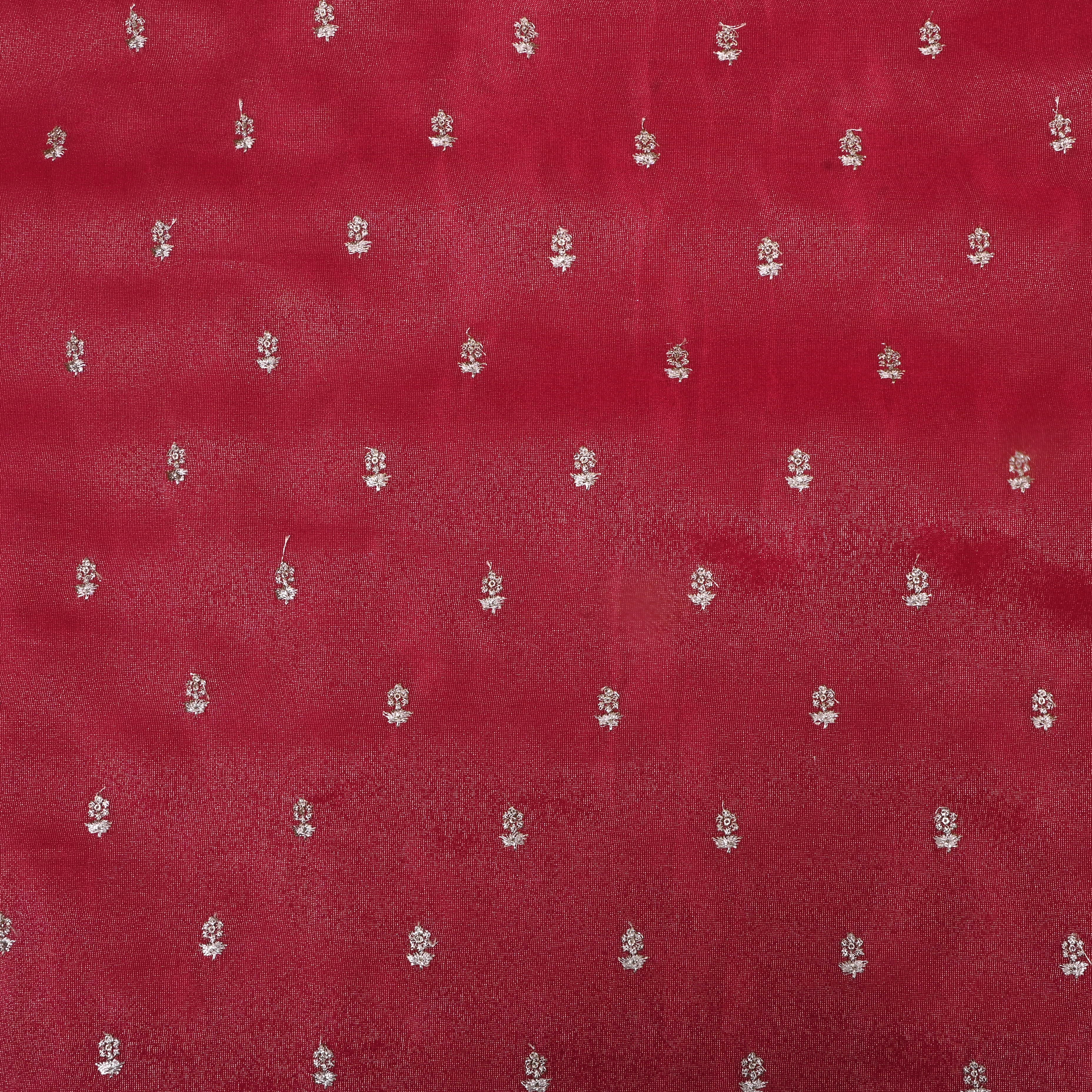 Amaranth Pink Floral Embroidered Tissue Fabric