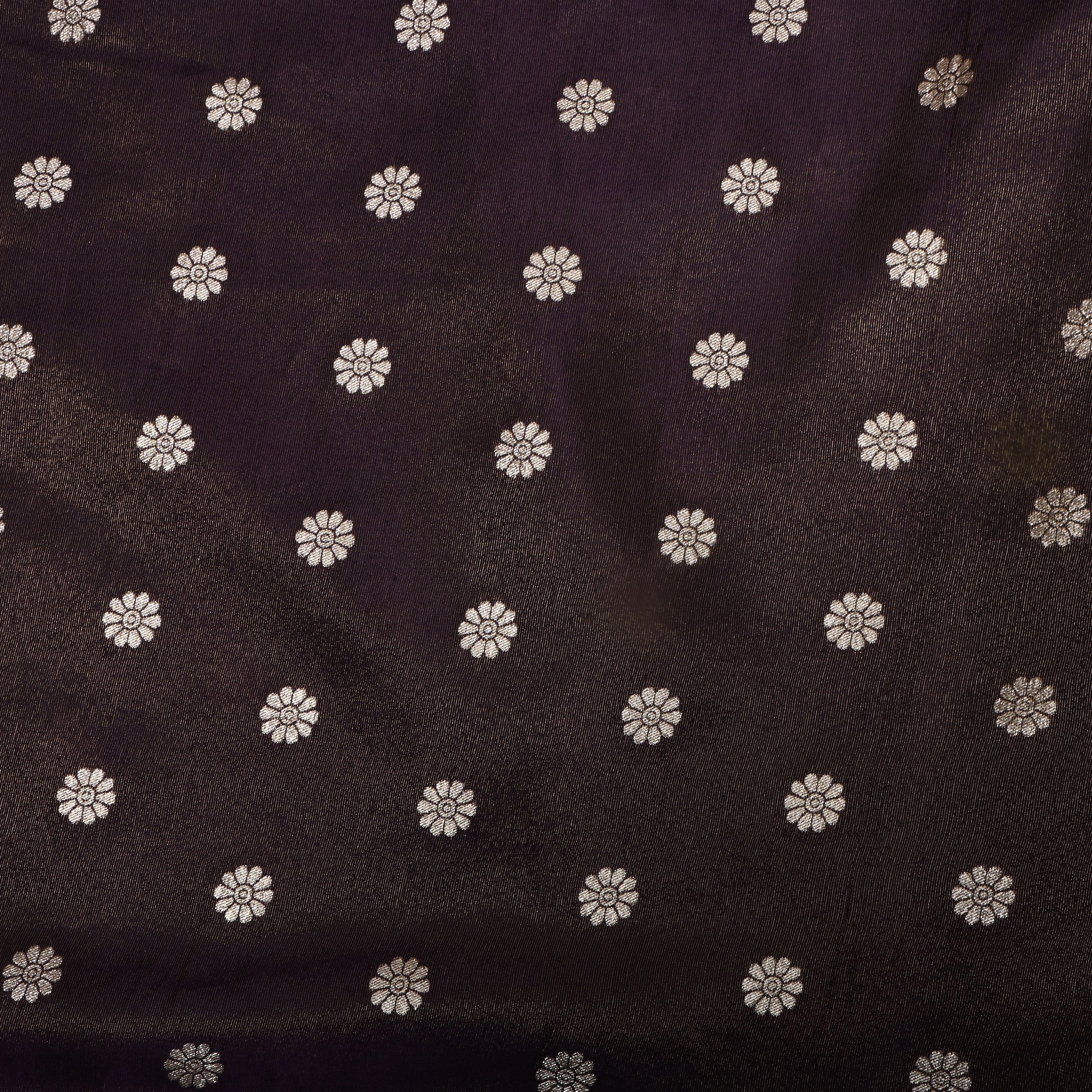 Deep Purple Zari Embroidered Tissue Fabric