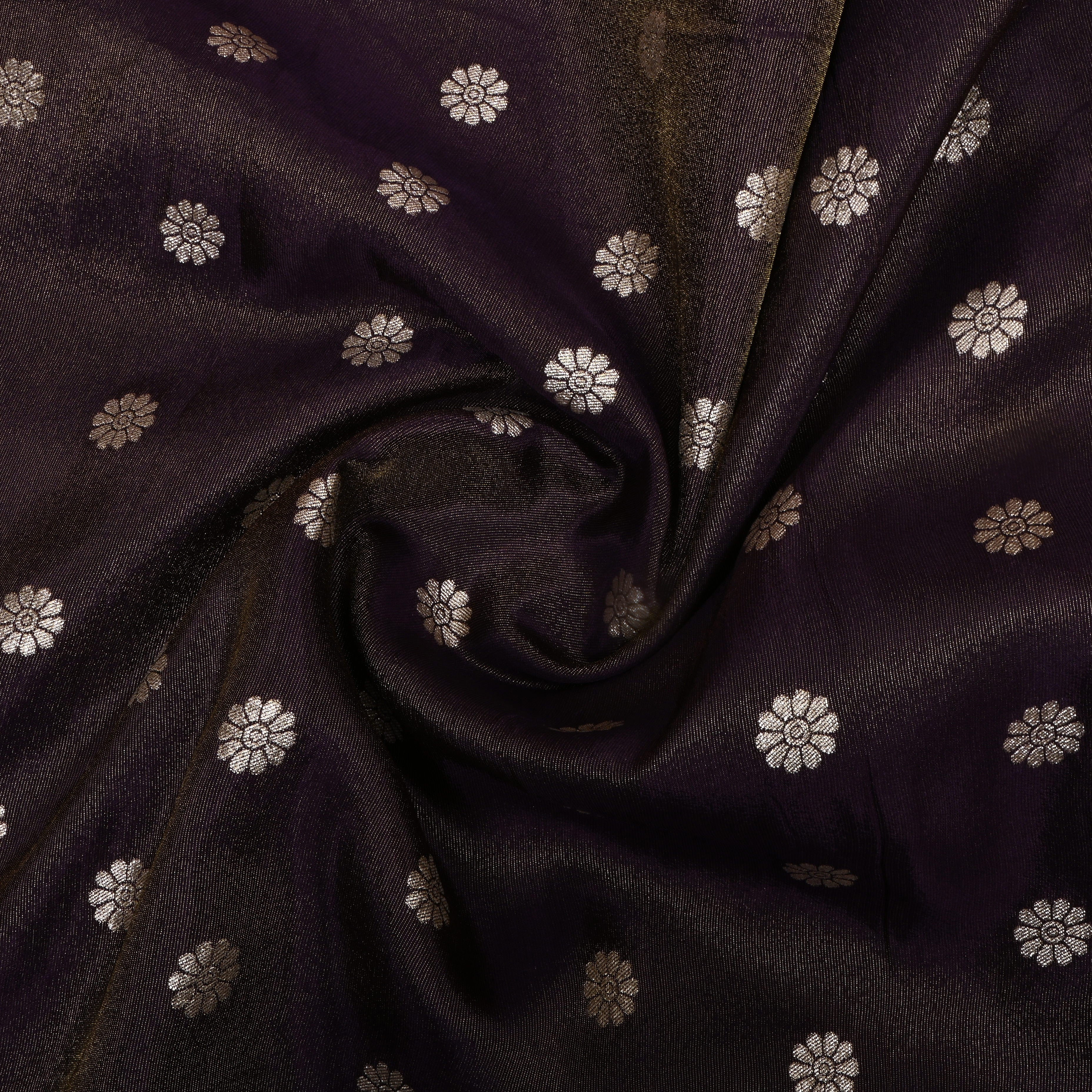 Deep Purple Zari Embroidered Tissue Fabric