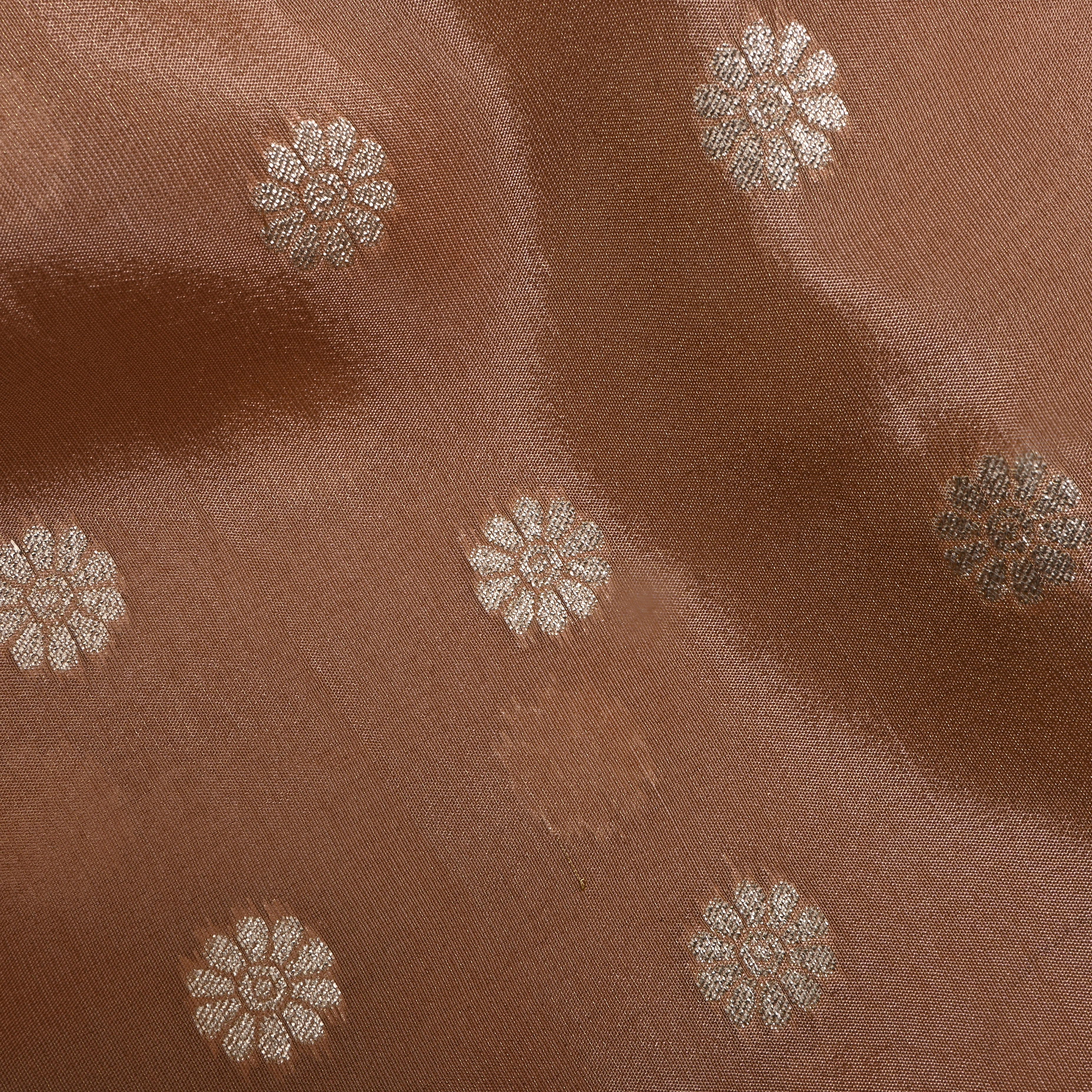 Golden Beige Zari Embroidered Tissue Fabric